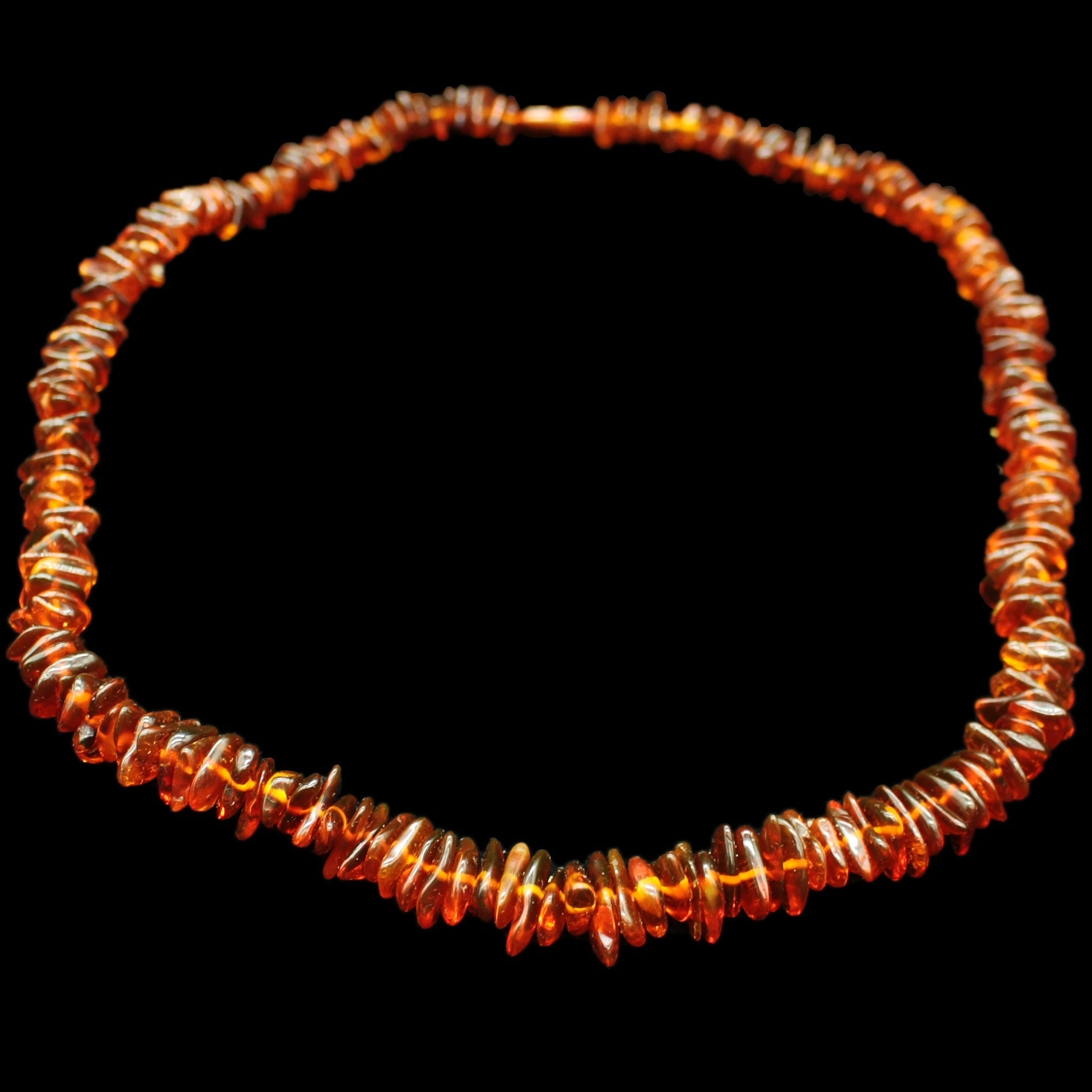 Polished Amber Chip Necklace Front - Amber Viking Jewelry