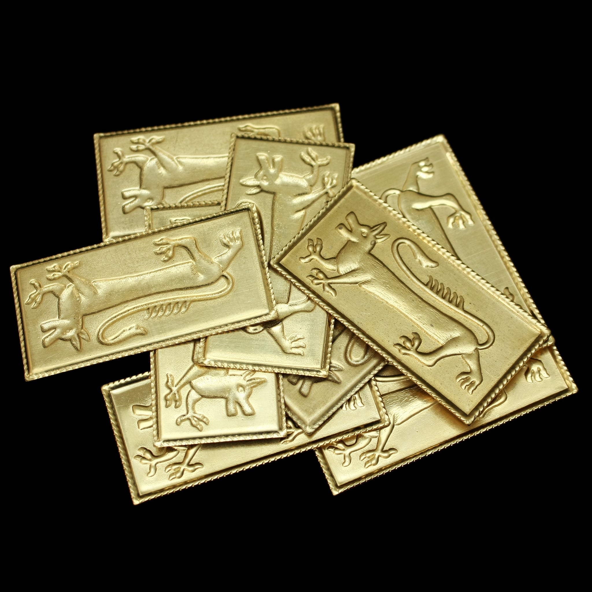 Brass Dragon Belt Plaques x 10 - Belts & Fittings