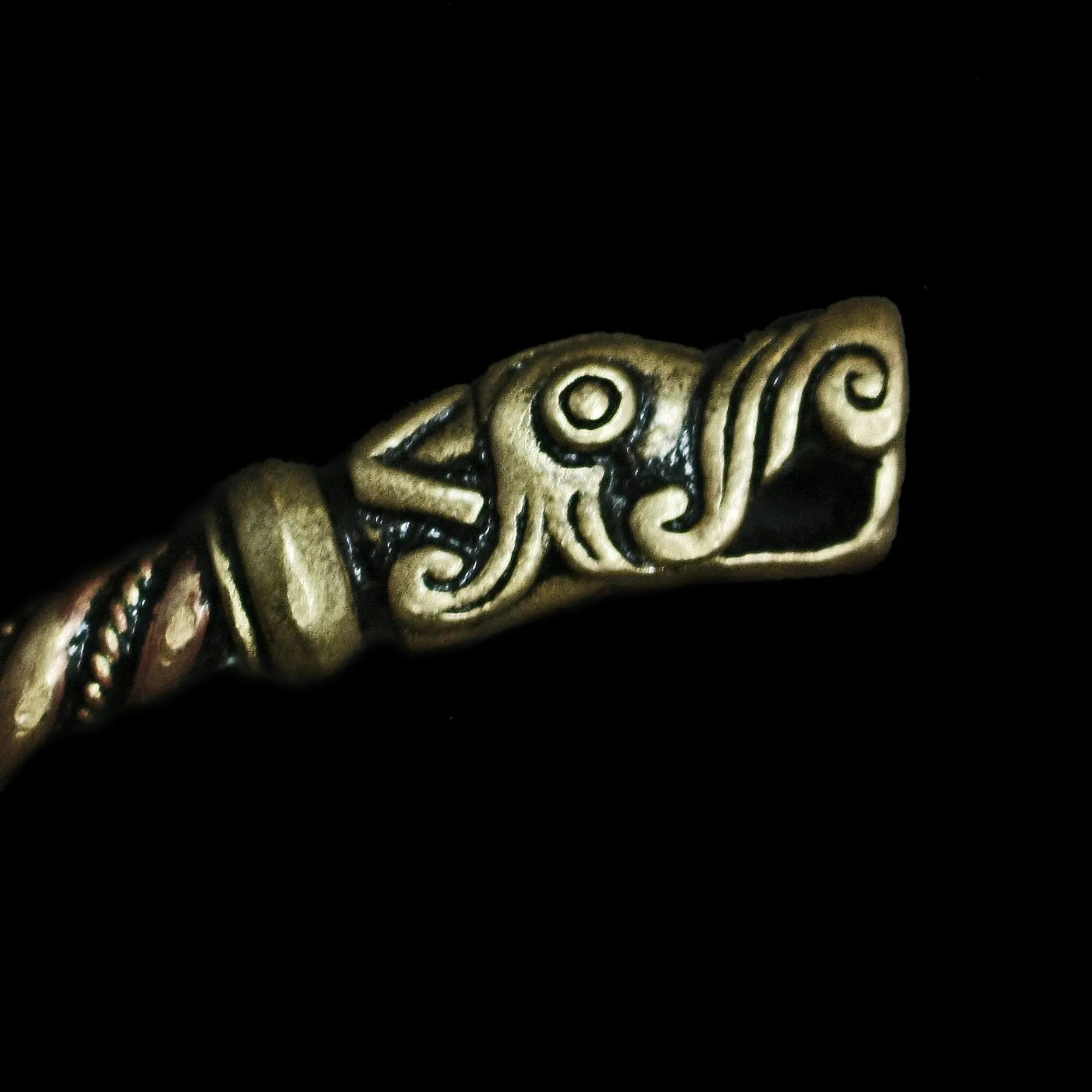 Gotland Dragon Bronze Head Terminal - Viking Jewelry