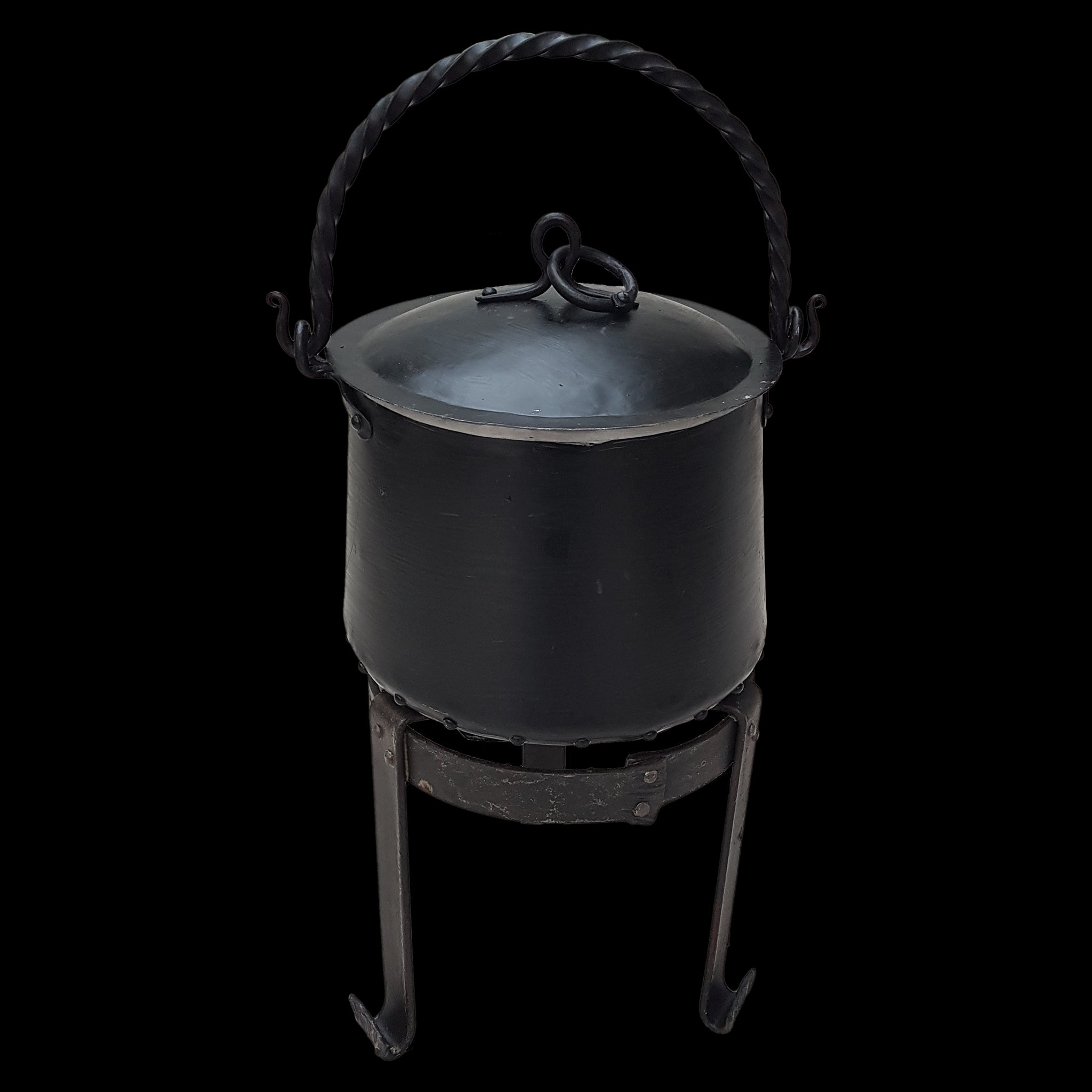 Hand-Forged Iron Cooking Stand with 5 Litre Cooking Pot