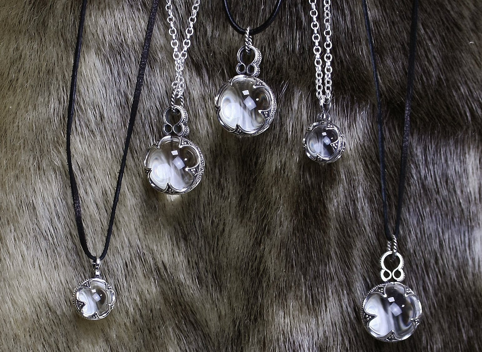 Medium Silver Crystal Ball Pendant - Viking Pendants