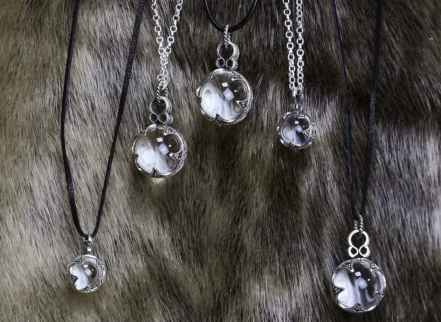 Medium Silver Crystal Ball Pendant - Viking Pendants