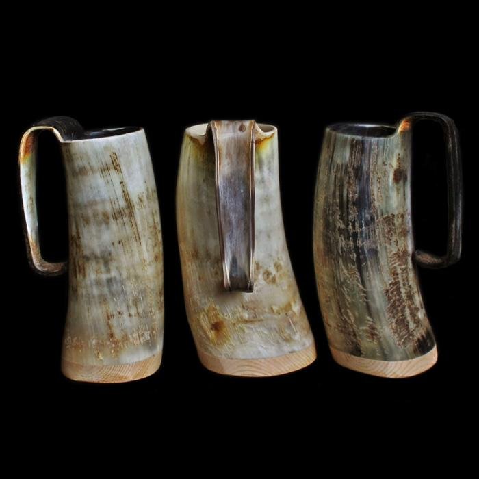 Large Rustic Game of Thrones Horn Beer Mugs - Viking Feasting Supplies