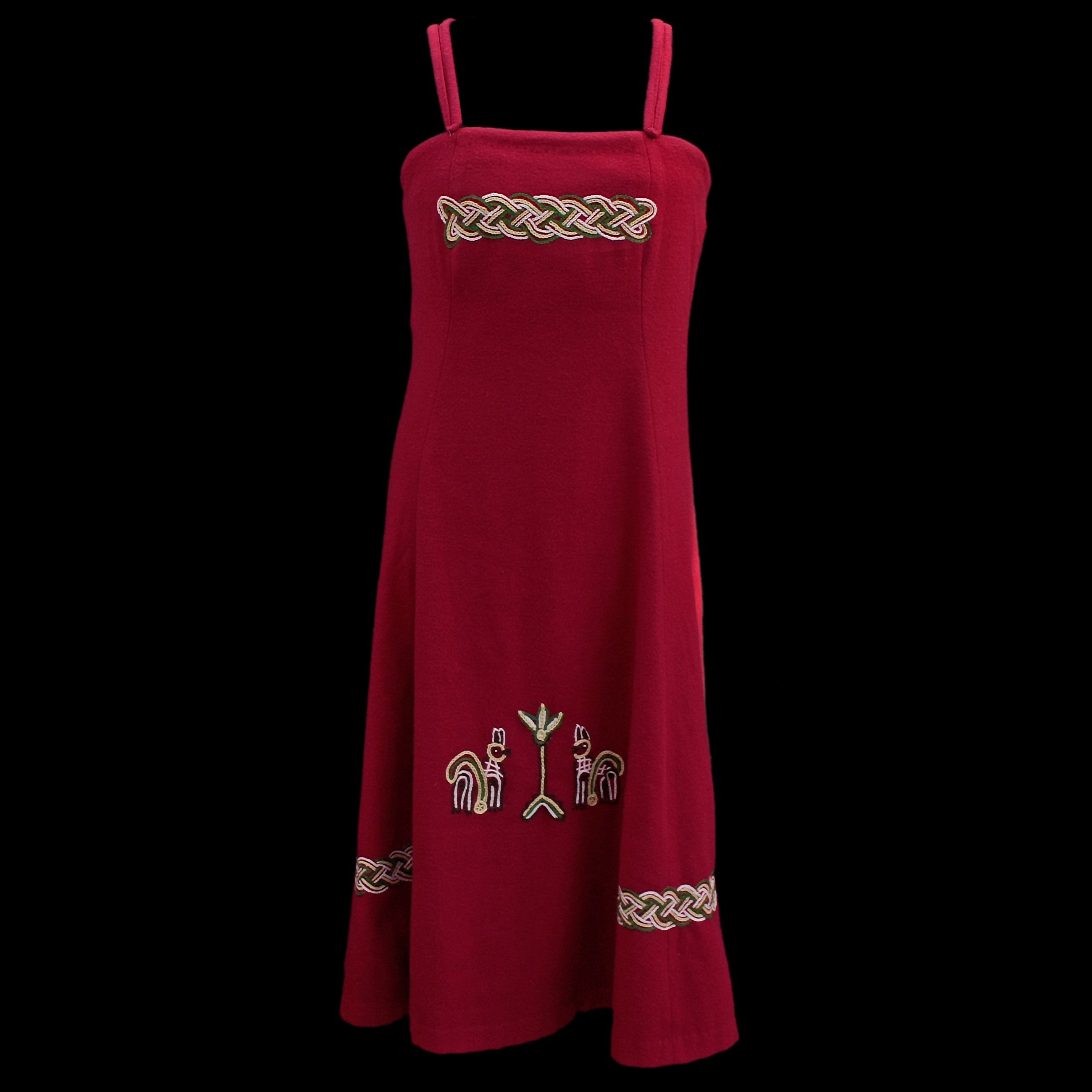 Womens Embroidered Wool Viking Hangerock / Overdress - Red