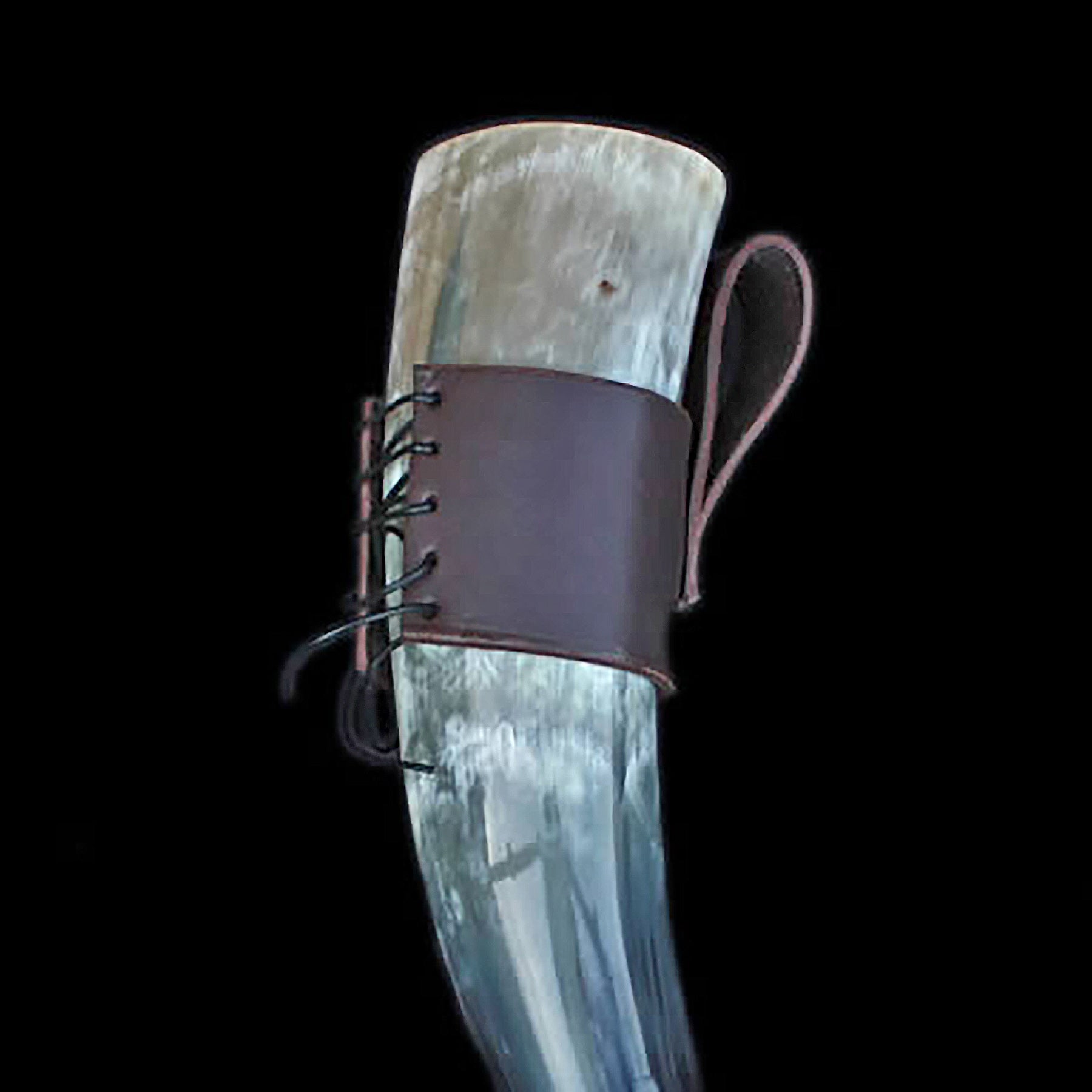 Viking Drinking Horn Brown Leather Belt Hanger with Horn