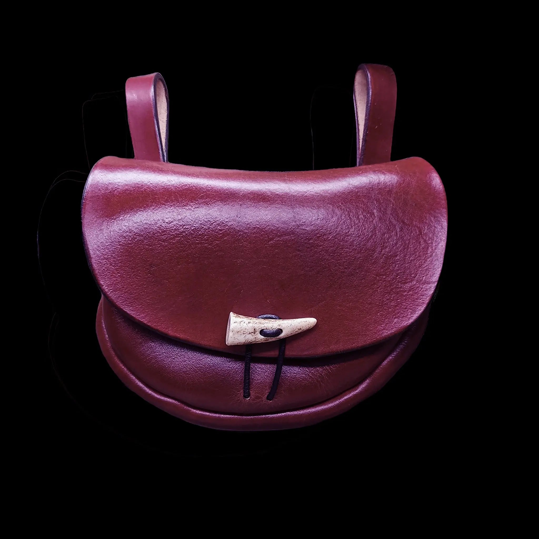 Turned Red Leather Viking Belt Pouch