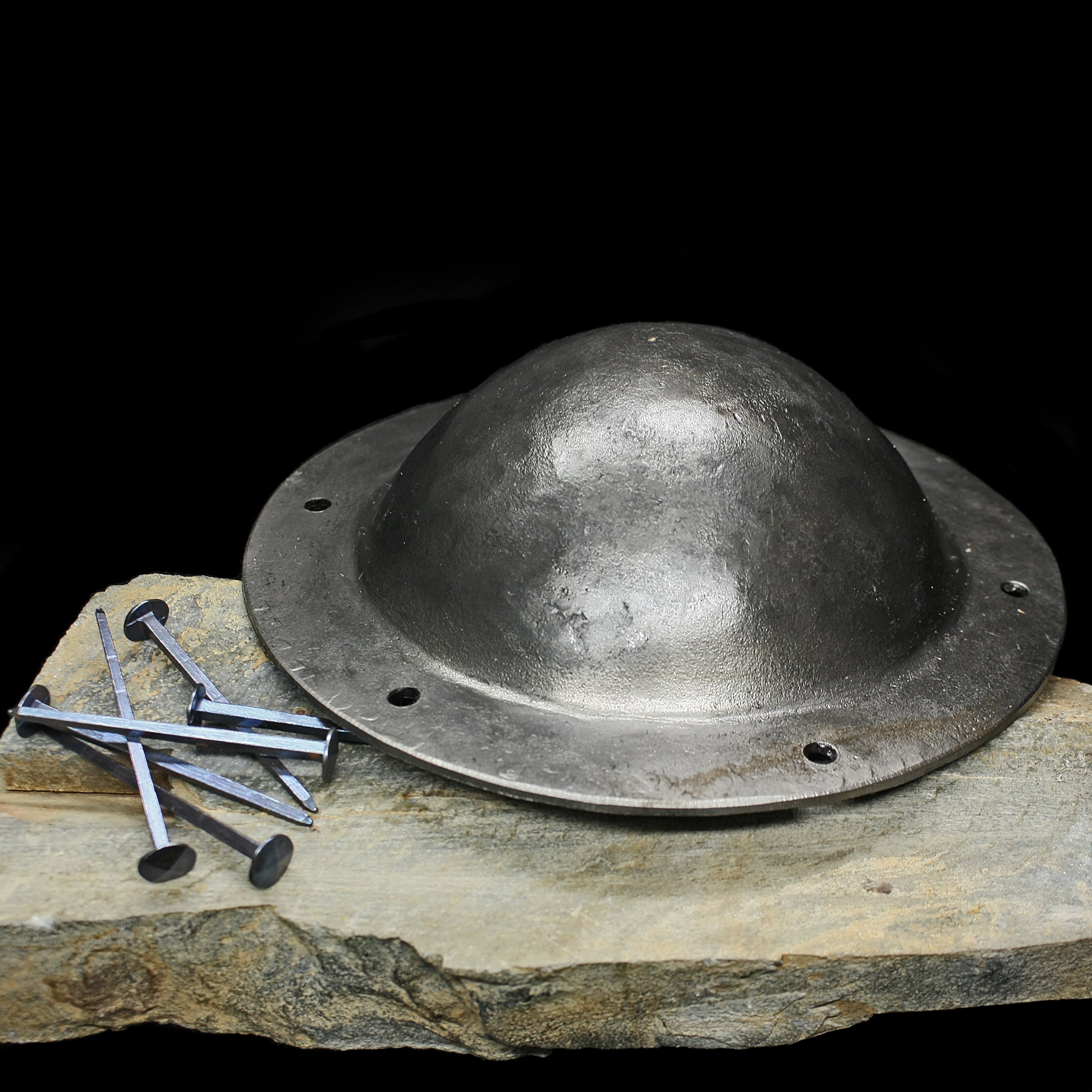 Large Hammer-Raised Viking Shield Boss with Rivet Holes & Rivets