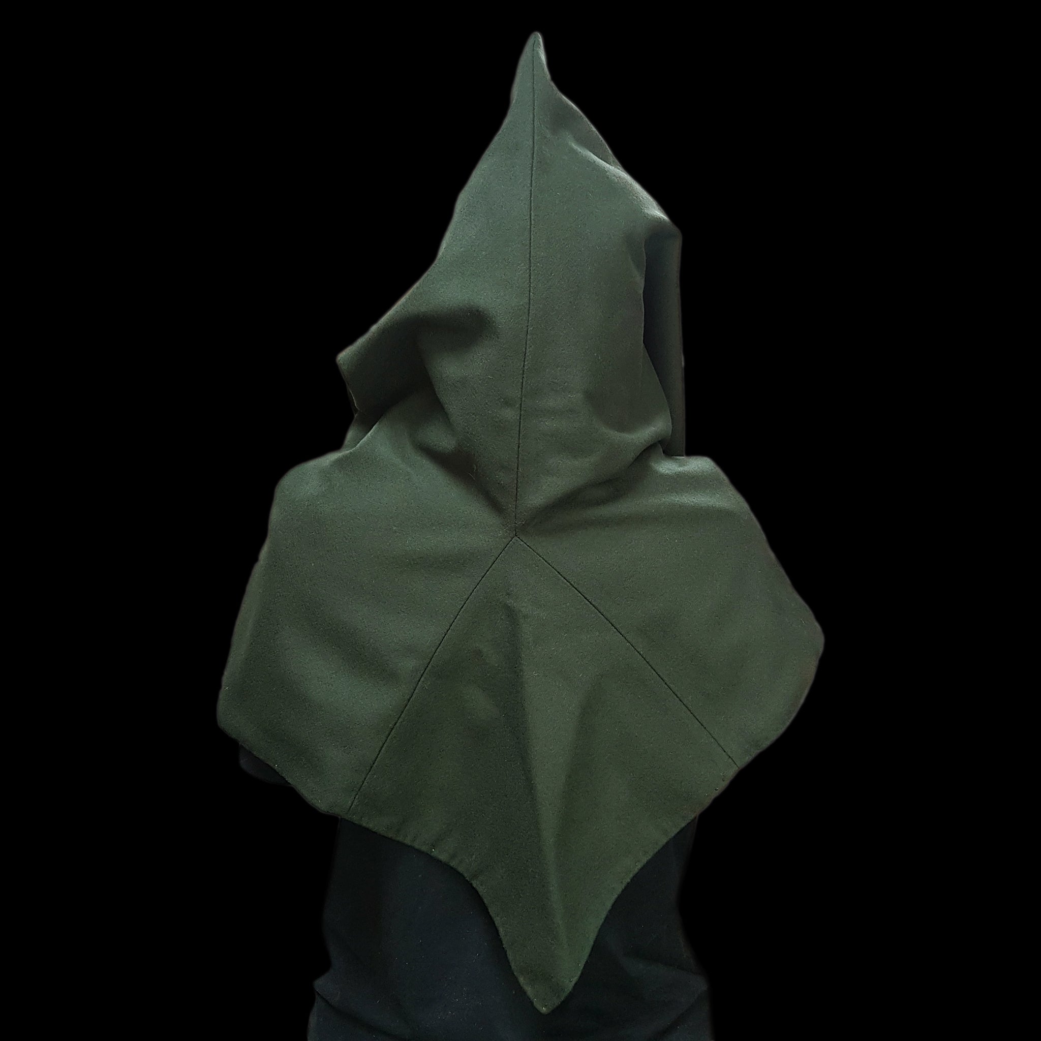 Green Wool Viking Hood From Skjoldehamn Back - Viking Hats & Hoods