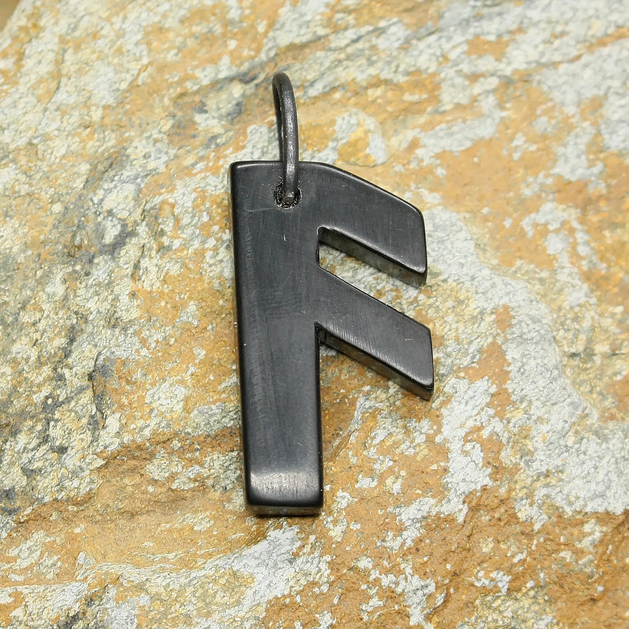 Black Horn Futhark Rune Pendants - Ansuz