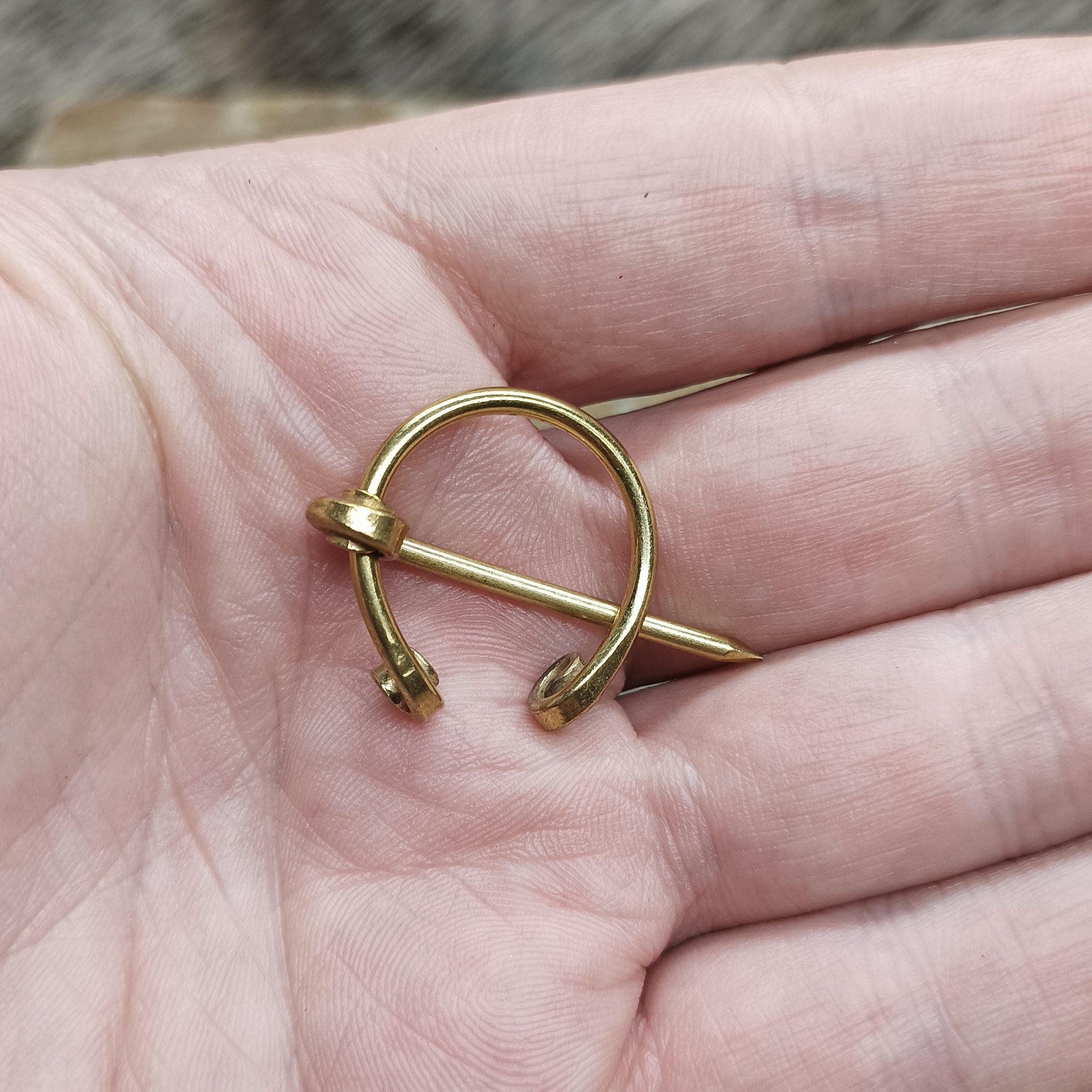 20mm Brass Cloak Pin / Clothes Pin on Hand