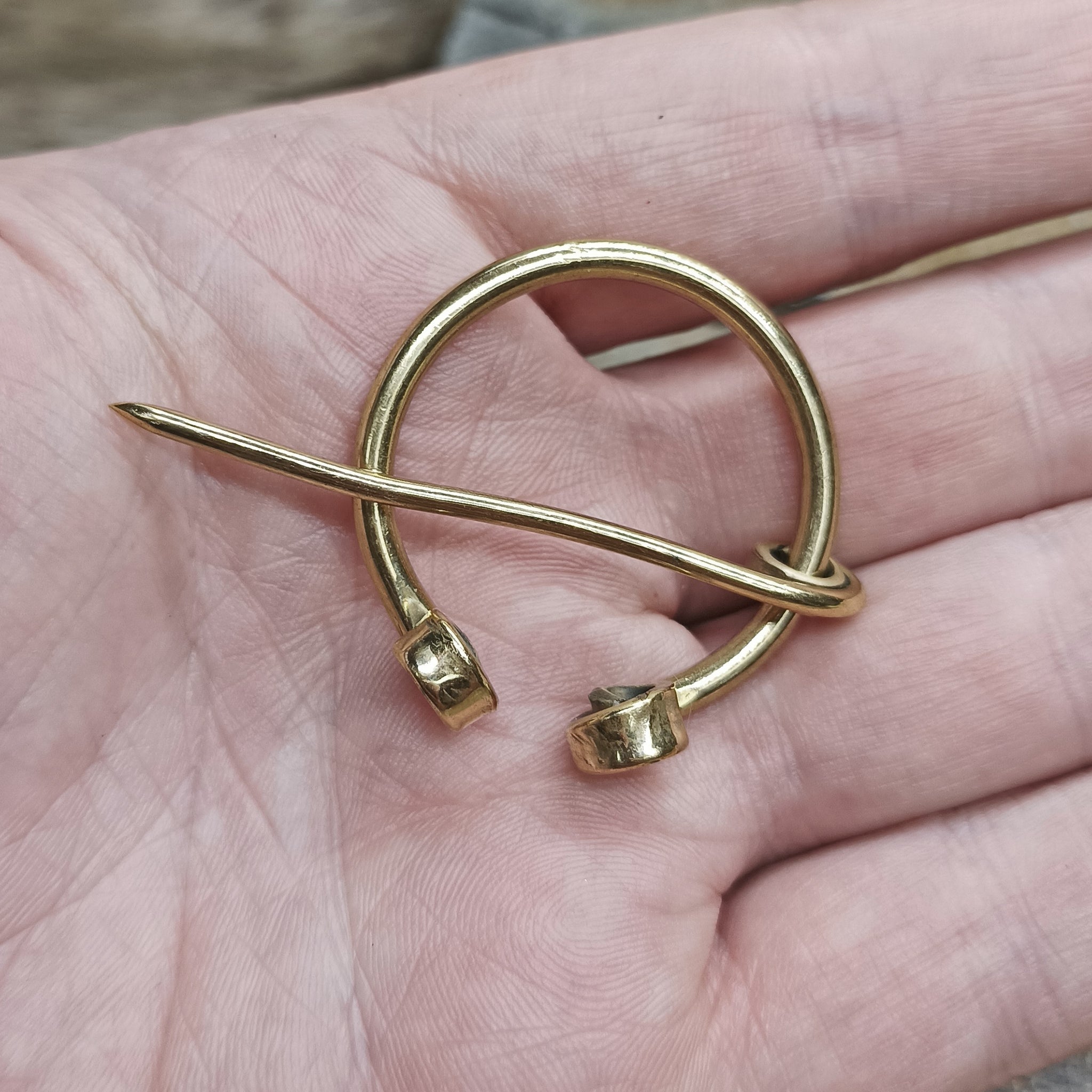 30mm Brass Cloak Pin / Clothes Pin on Hand