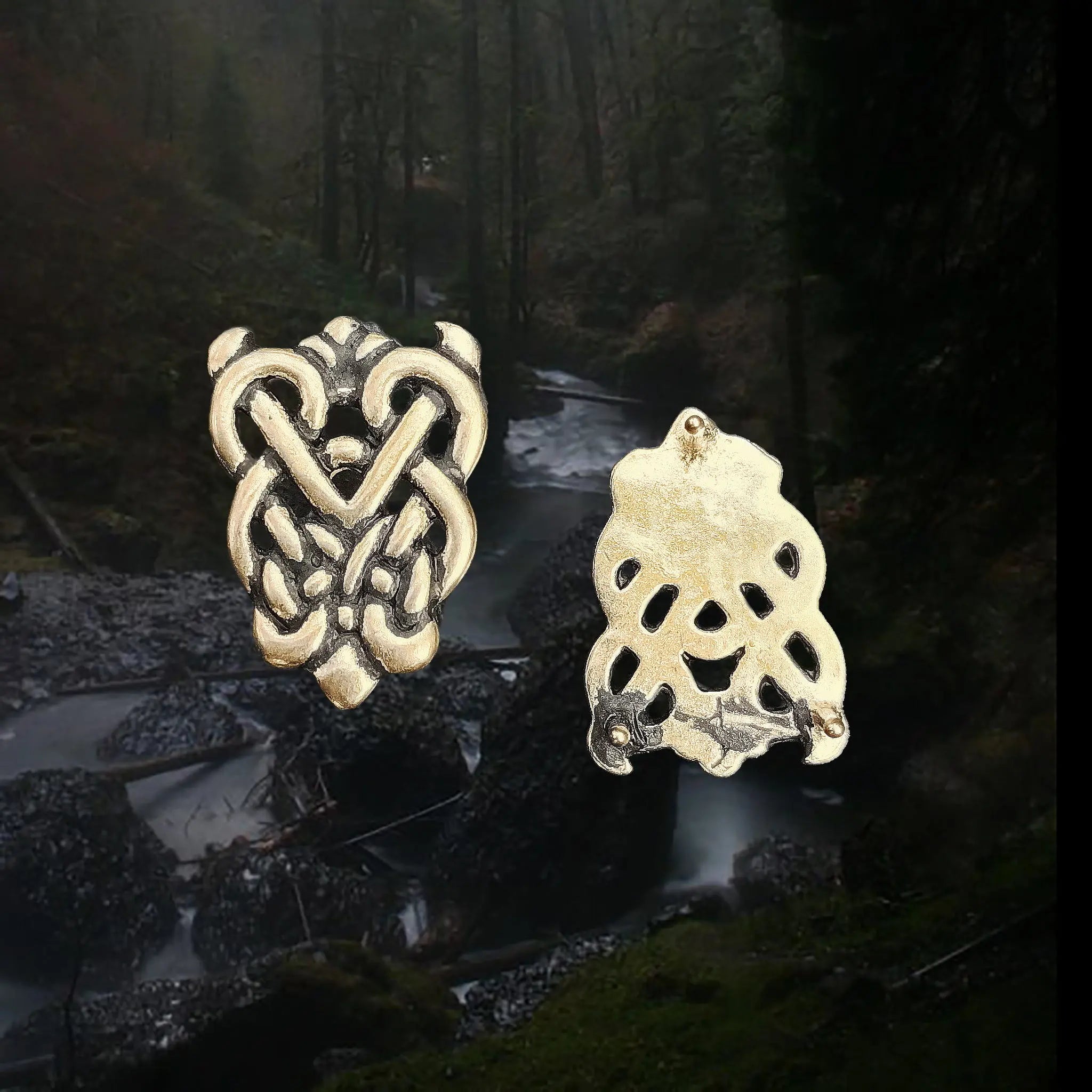 Bronze Ringerike Style Knotwork Viking Strap End - Front and Back