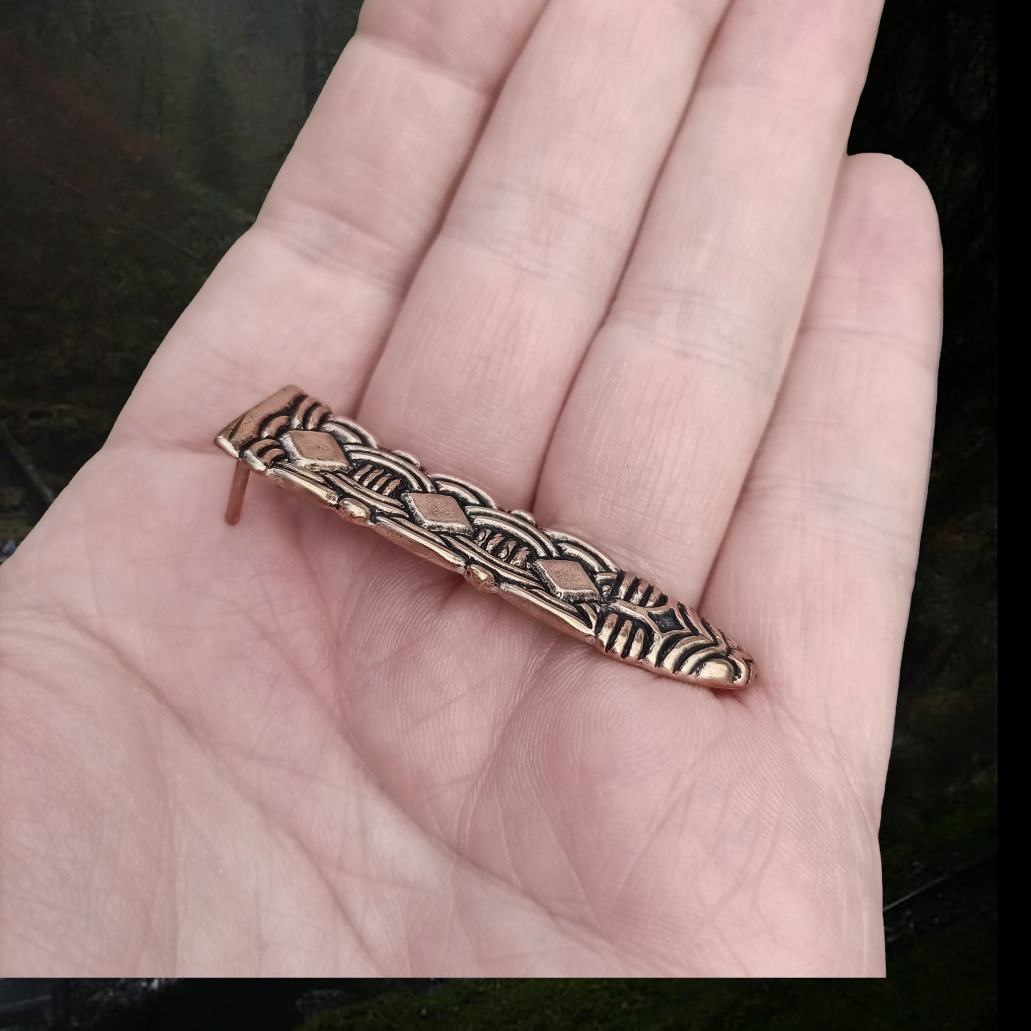 Bronze Borre Style Strap End from Birka - Side View