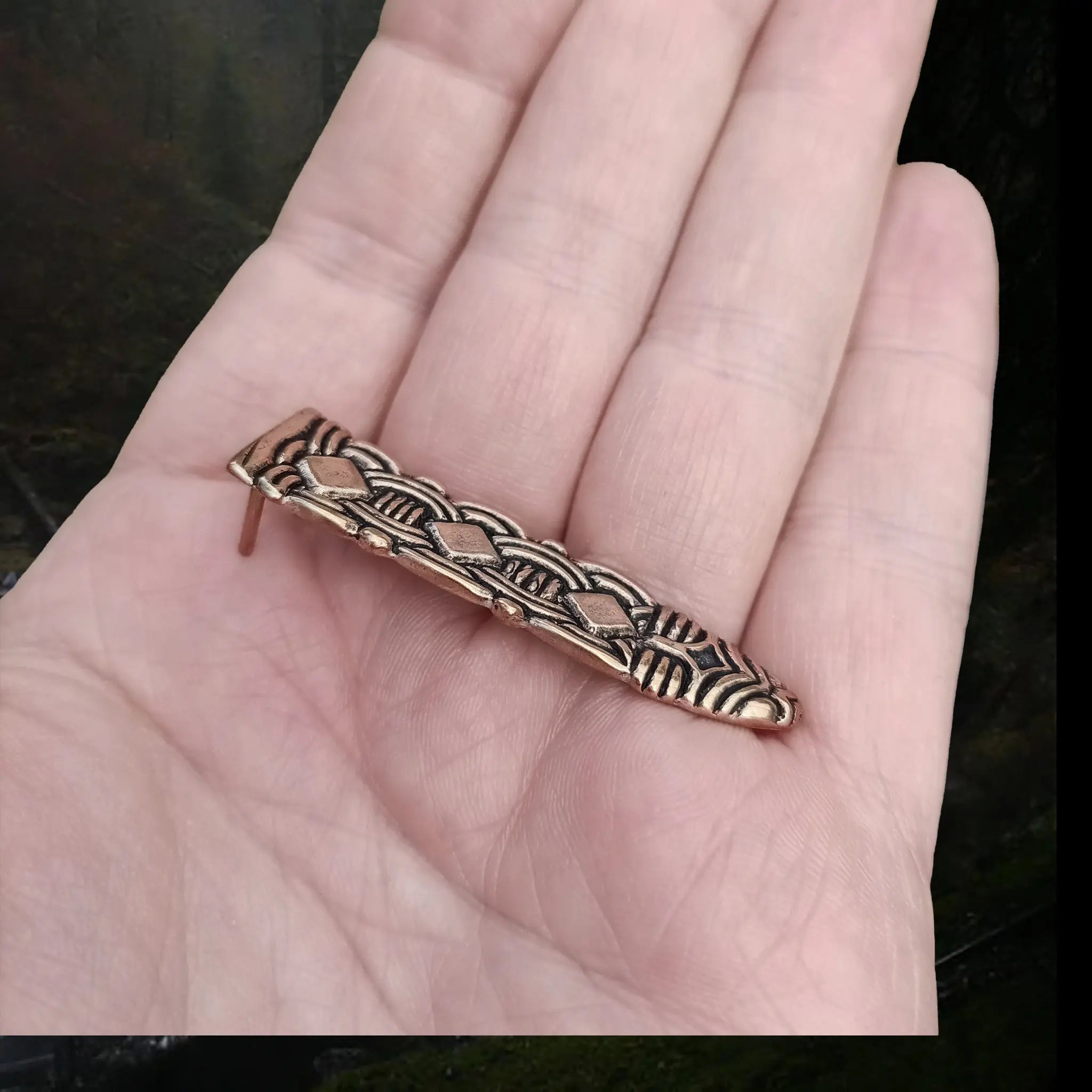 Bronze Borre Style Strap End from Birka - Side View