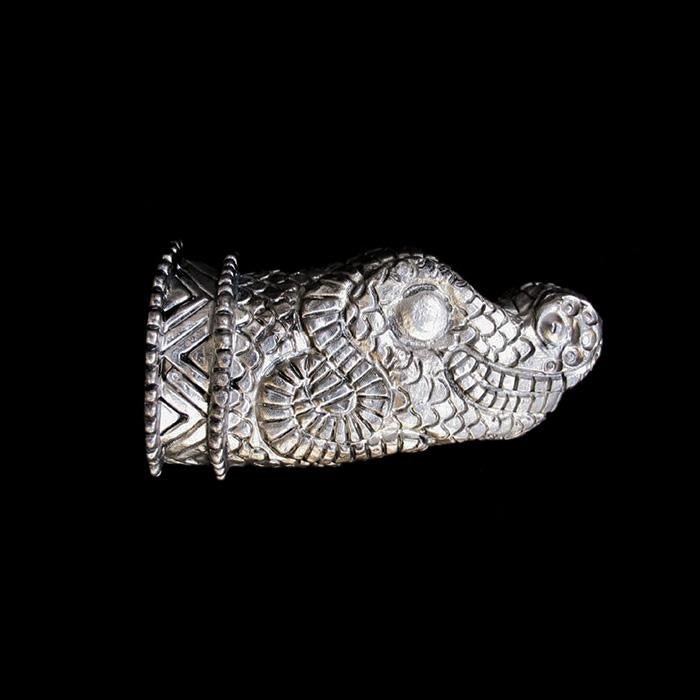 Dragons Head Pewter Horn Finial - Viking Drinking Horns