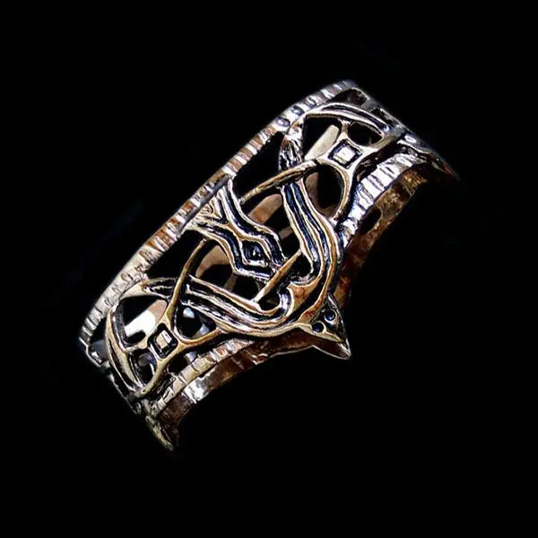 Borre-Style, Viking Replica Bronze Scabbard Mouth with Raven Design - Viking Weapons Accessories