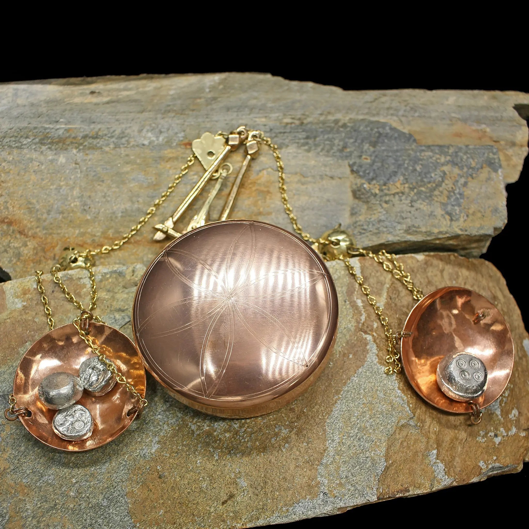 Viking Traders Scales with Copper Case on Rock