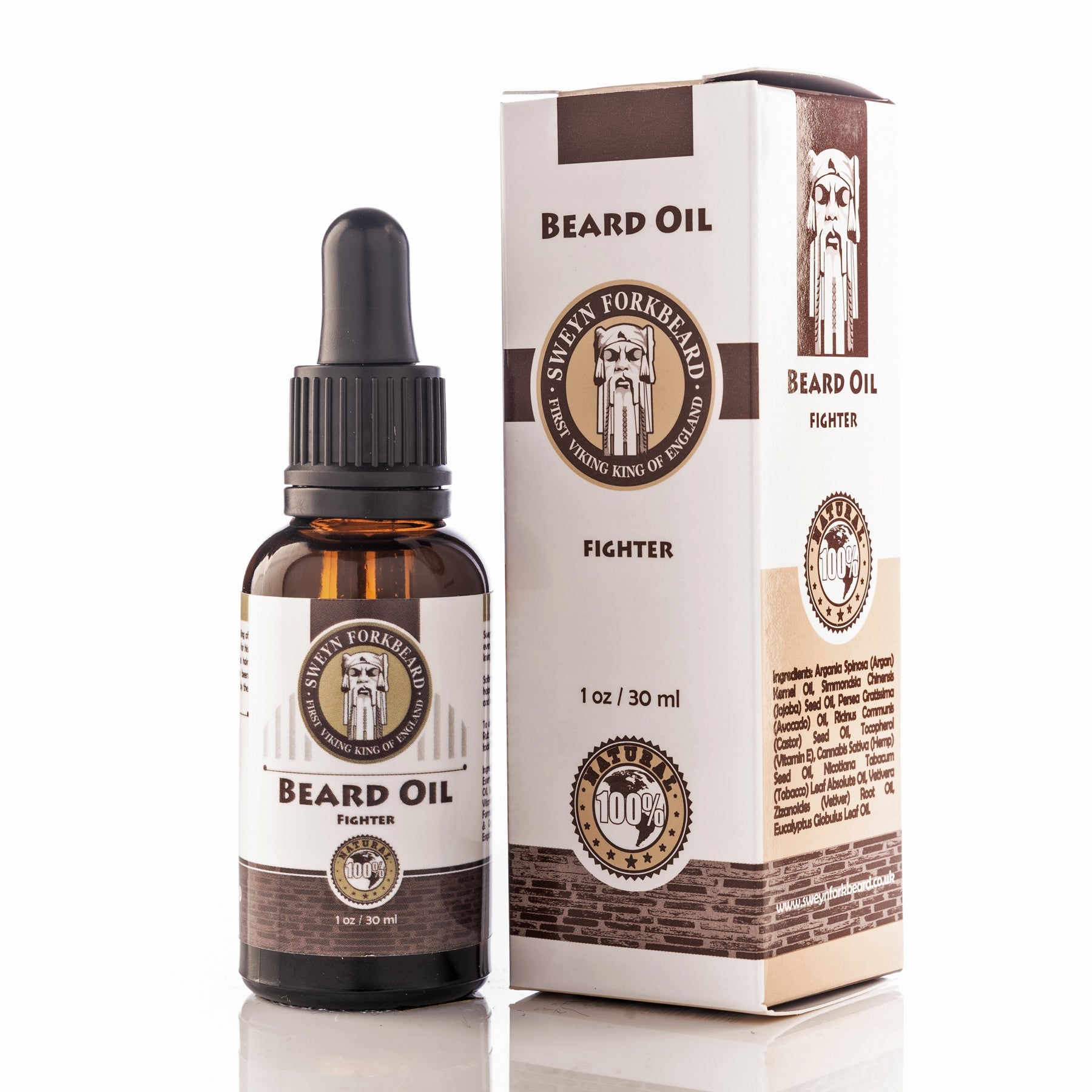 Beard Oil Fighter in Glass Bottle with Pipette - Modern Viking Grooming Accessories