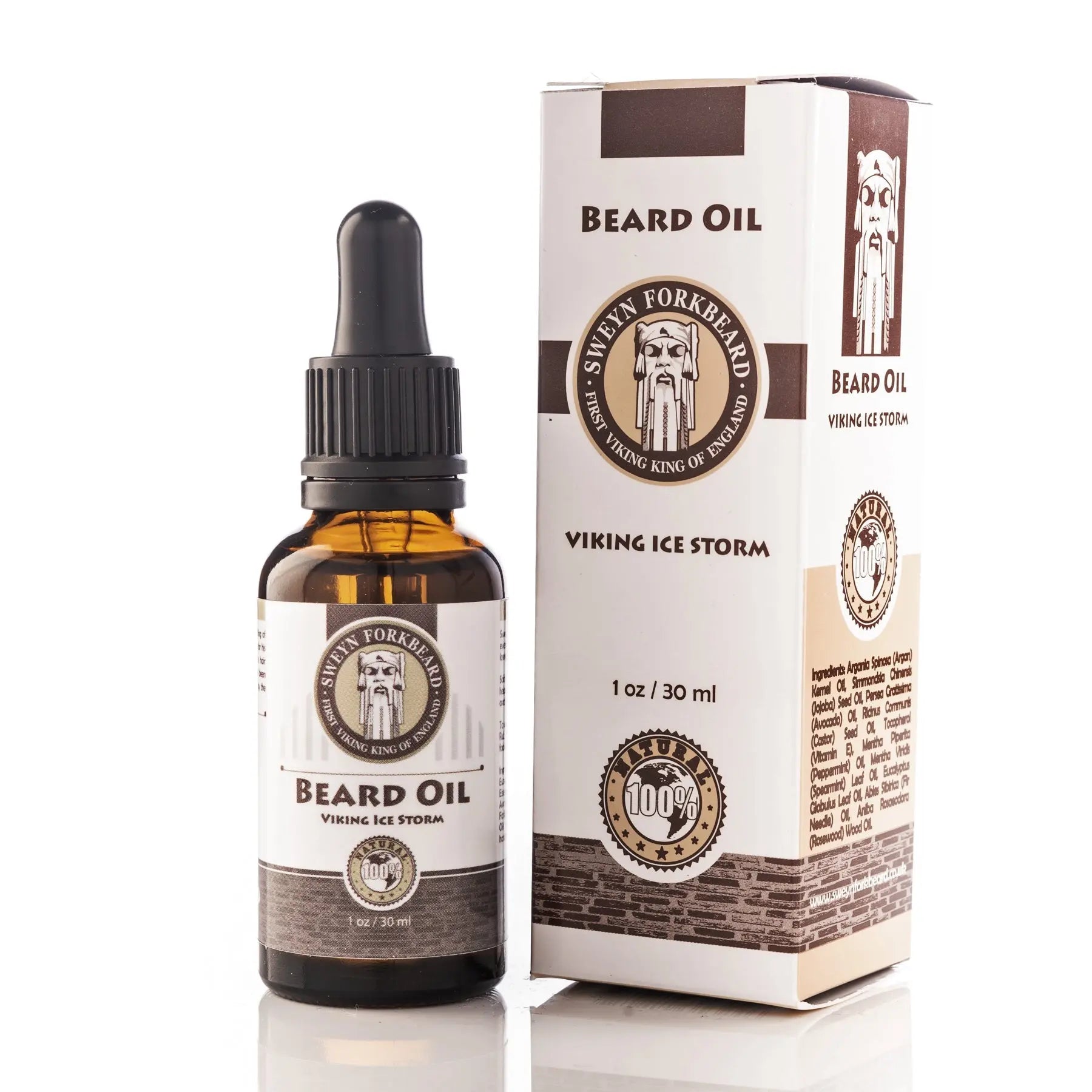 Beard Oil Viking Ice Storm in Glass Bottle with Pipette - Modern Viking Grooming Accessories