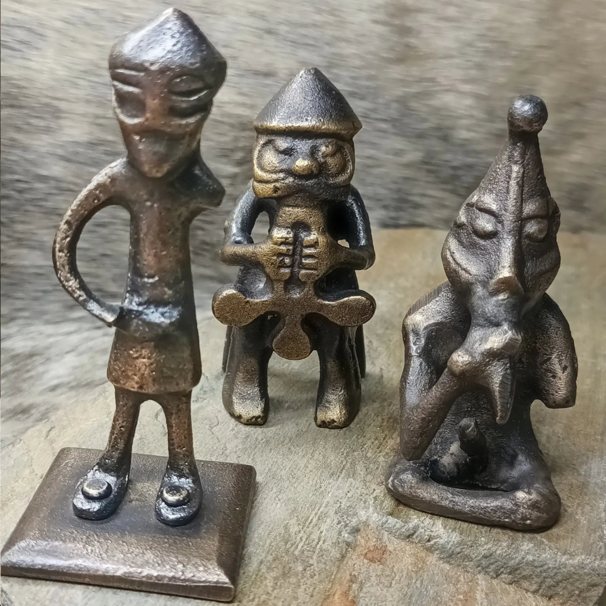 Bronze Norse God Statues Set on Stone