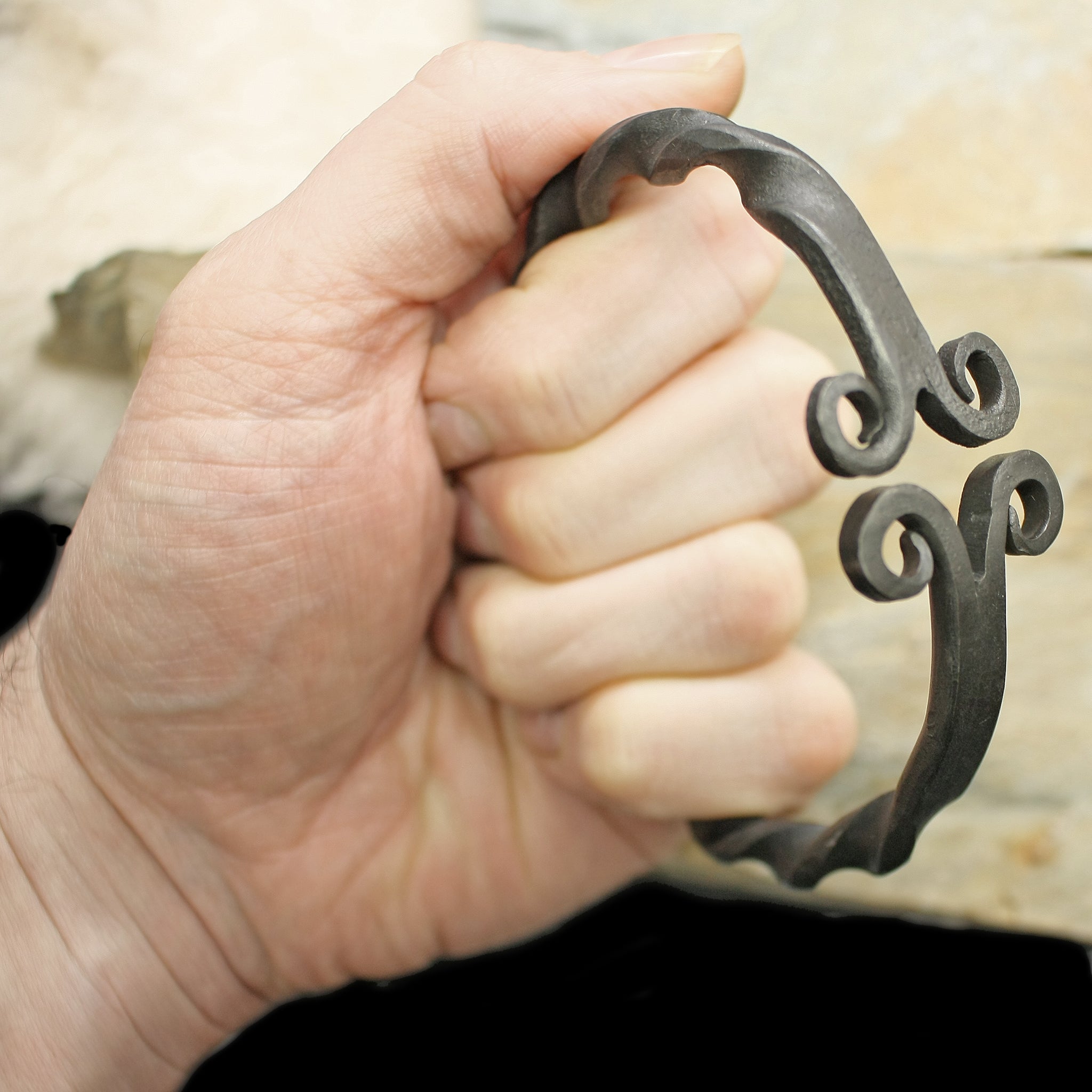 Twisted Iron Viking Bracelet / Arm Ring in Hand