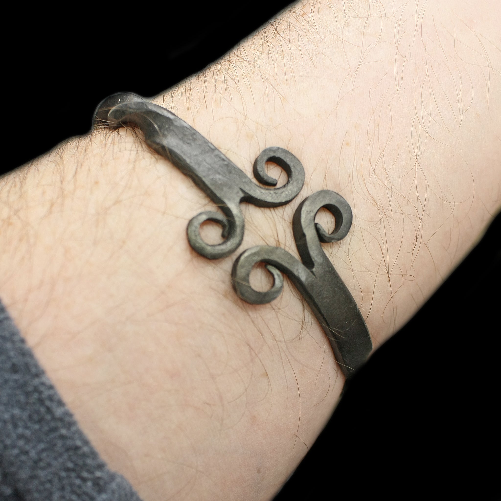 Twisted Iron Viking Bracelet / Arm Ring on Arm