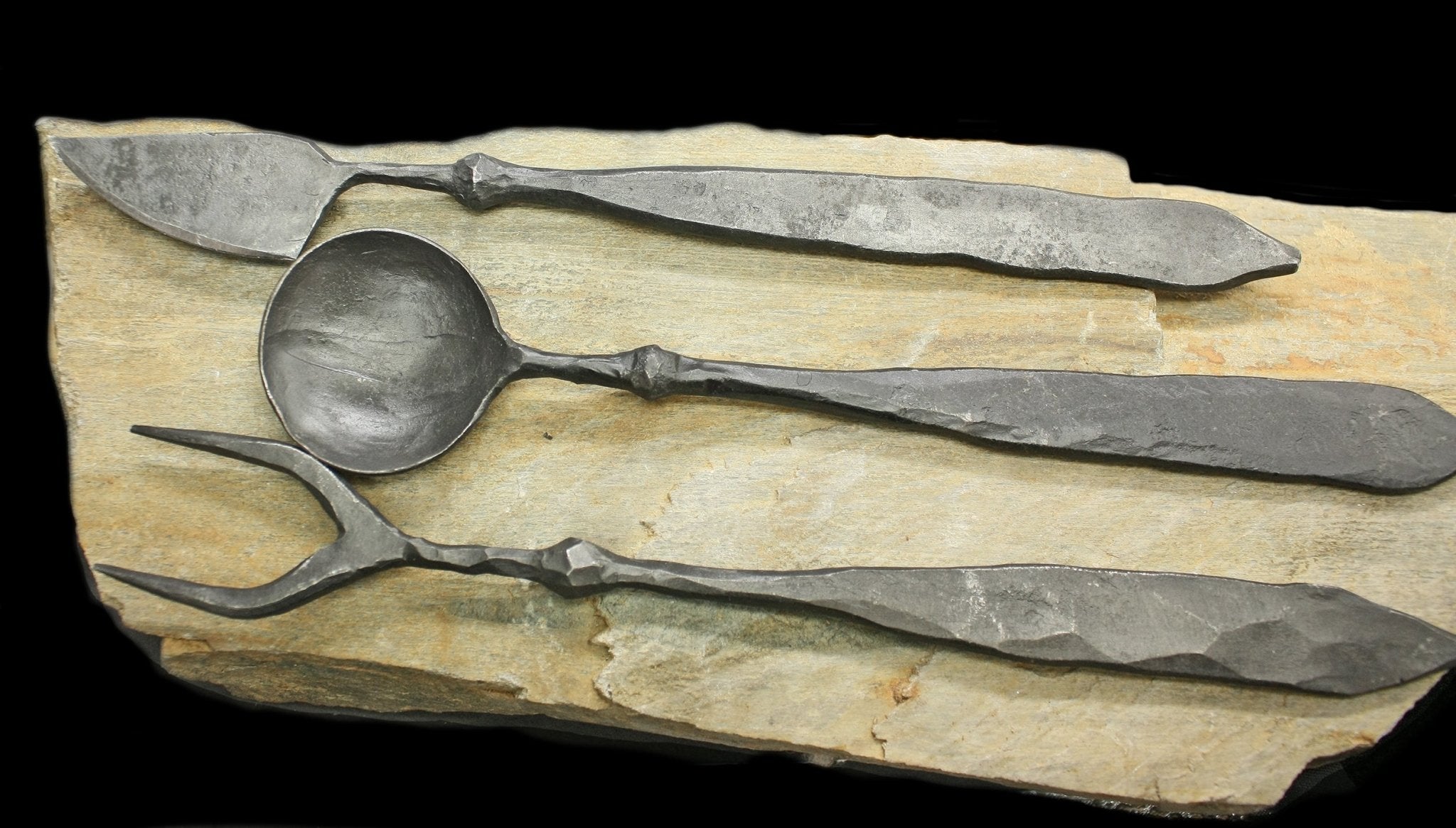 Iron Medieval Banquet Set on Rock - Viking Eating Utensils