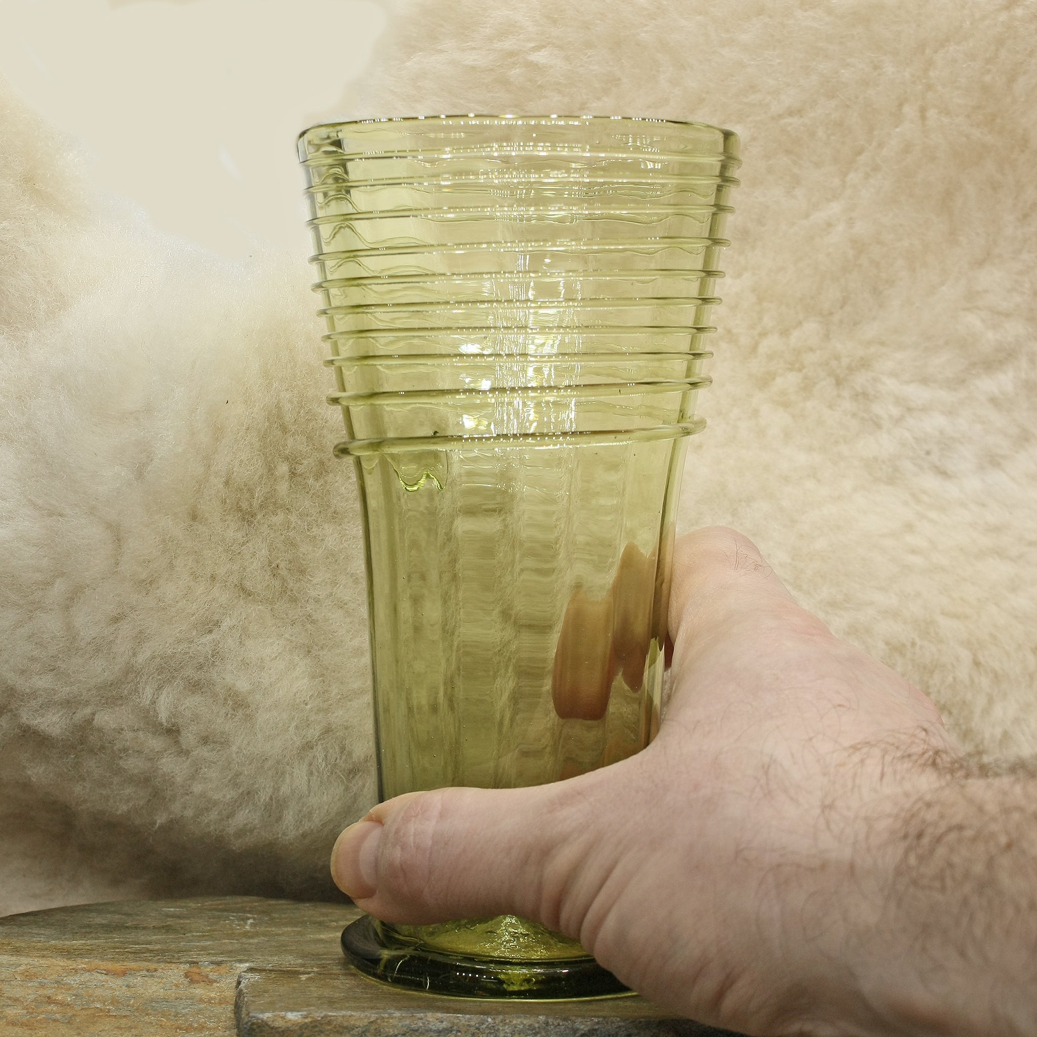 Handmade Medieval Beer Glass on Rock with Hand