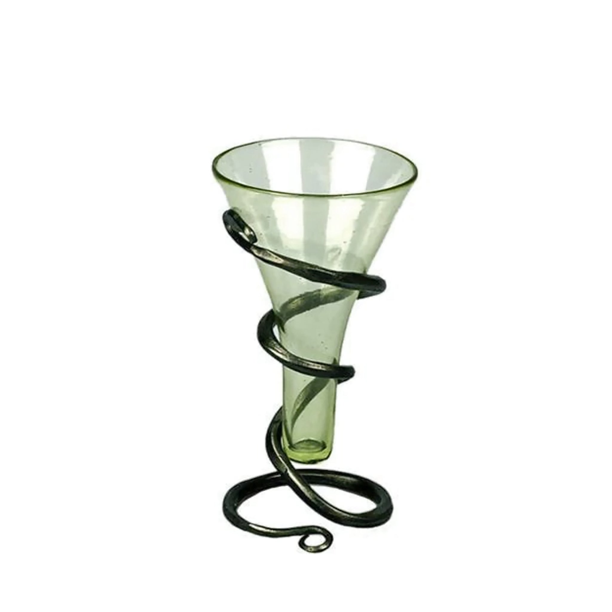 Plain Cone Mead Glass with Iron Snake Stand White background