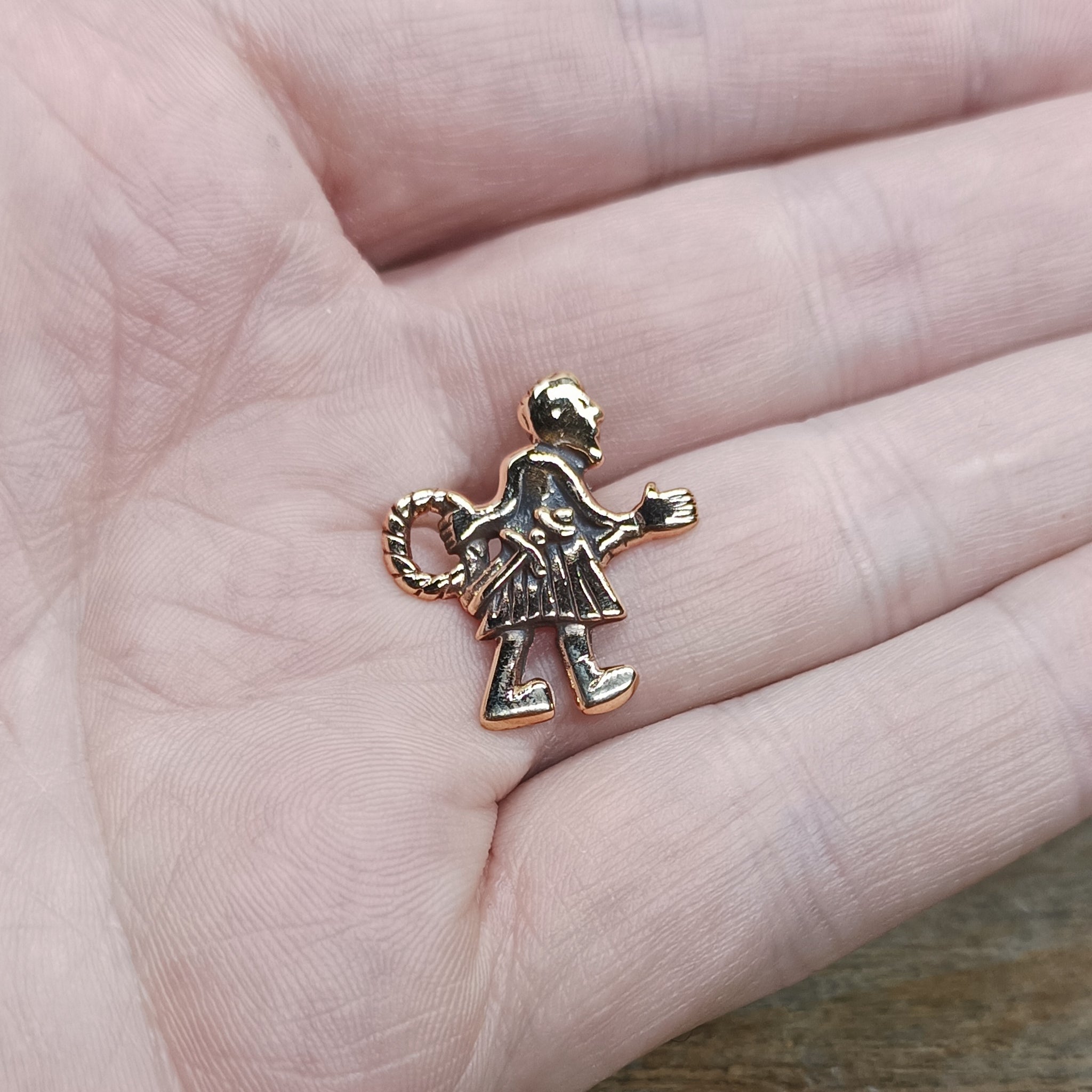 Bronze Fafnir Viking Pendant on Hand