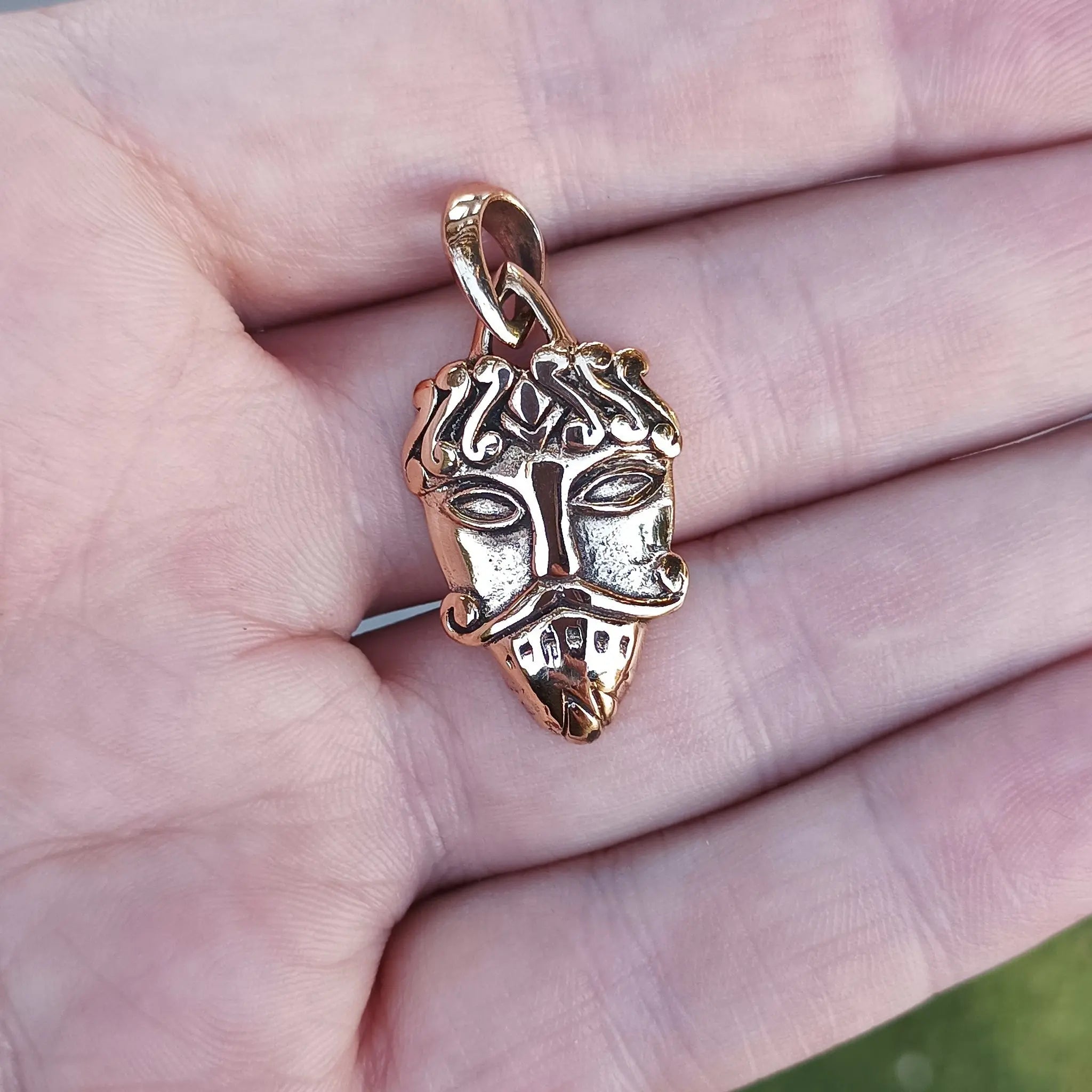 Bronze Loki Mask Pendant by Kai Uwe Faust - On Hand