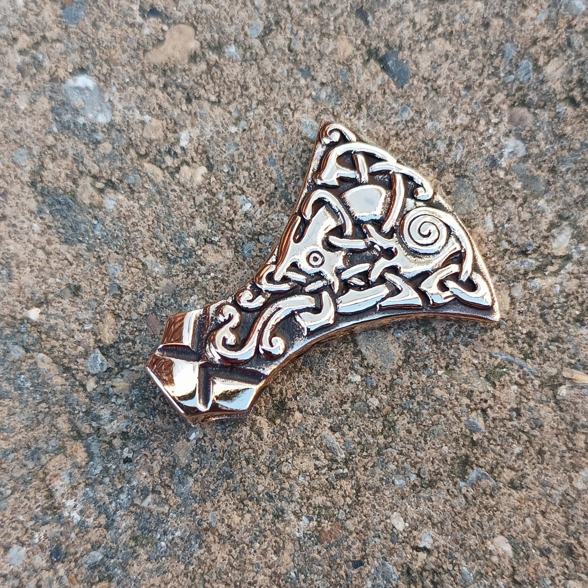 Bronze Mammen Axe Head Pendant on Stone