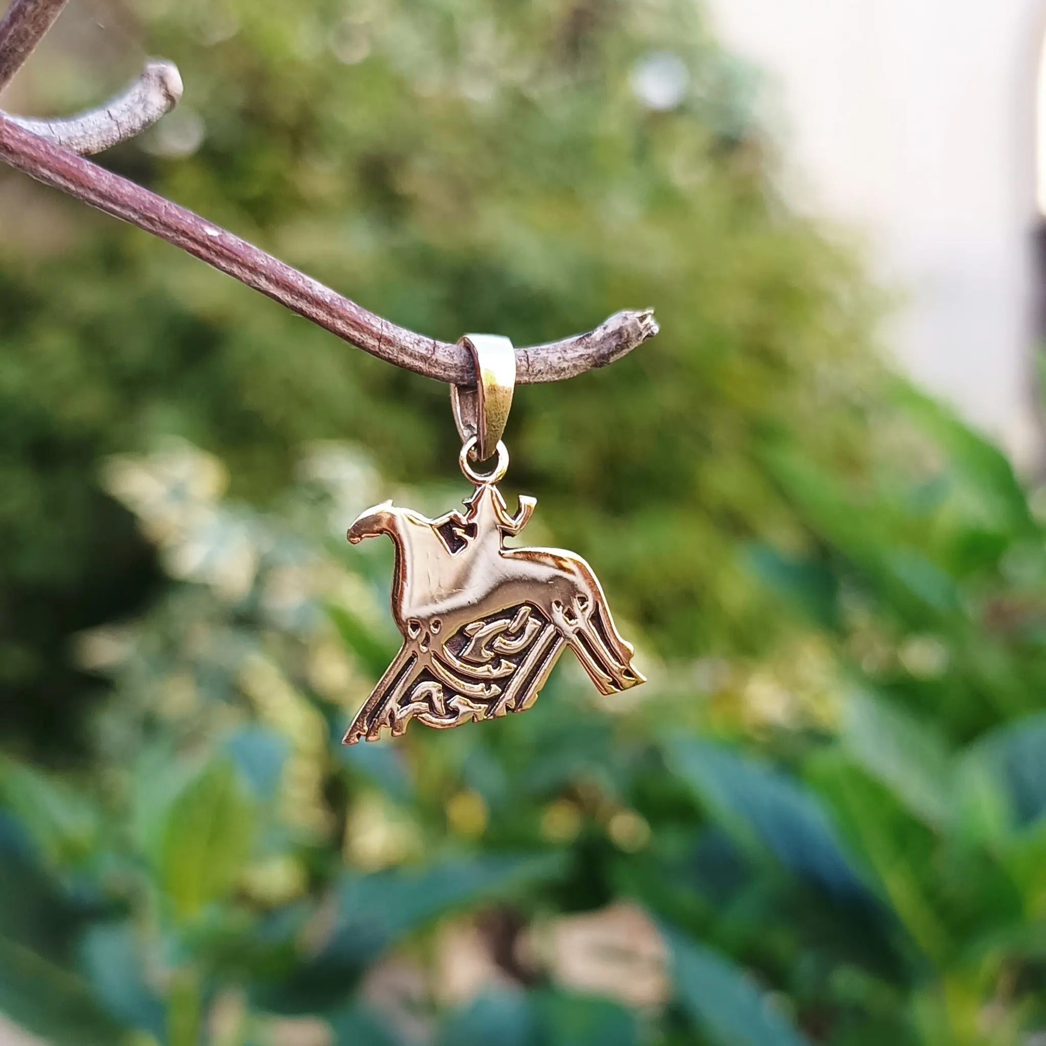 Sleipnir - Odin's Horse Pendant in Bronze - Hanging from Tree