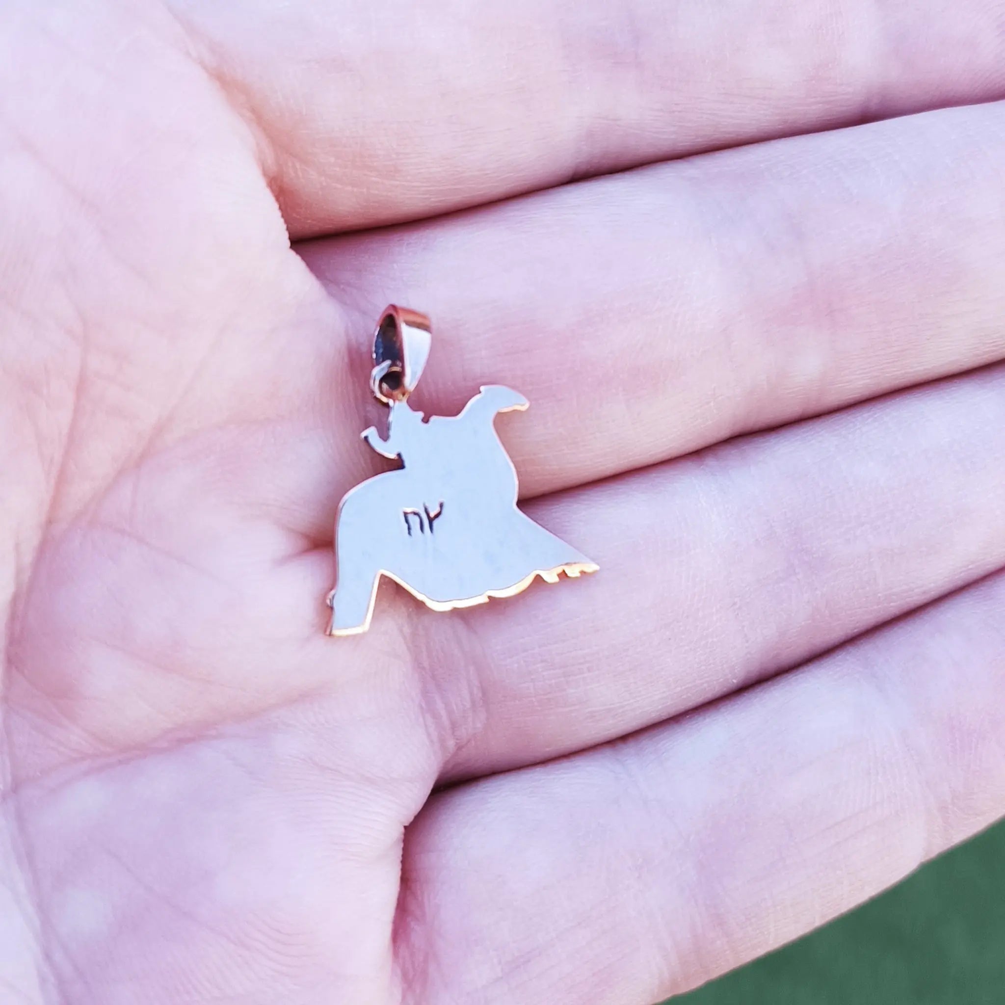 Sleipnir - Odin's Horse Pendant in Bronze on Hand - Back View