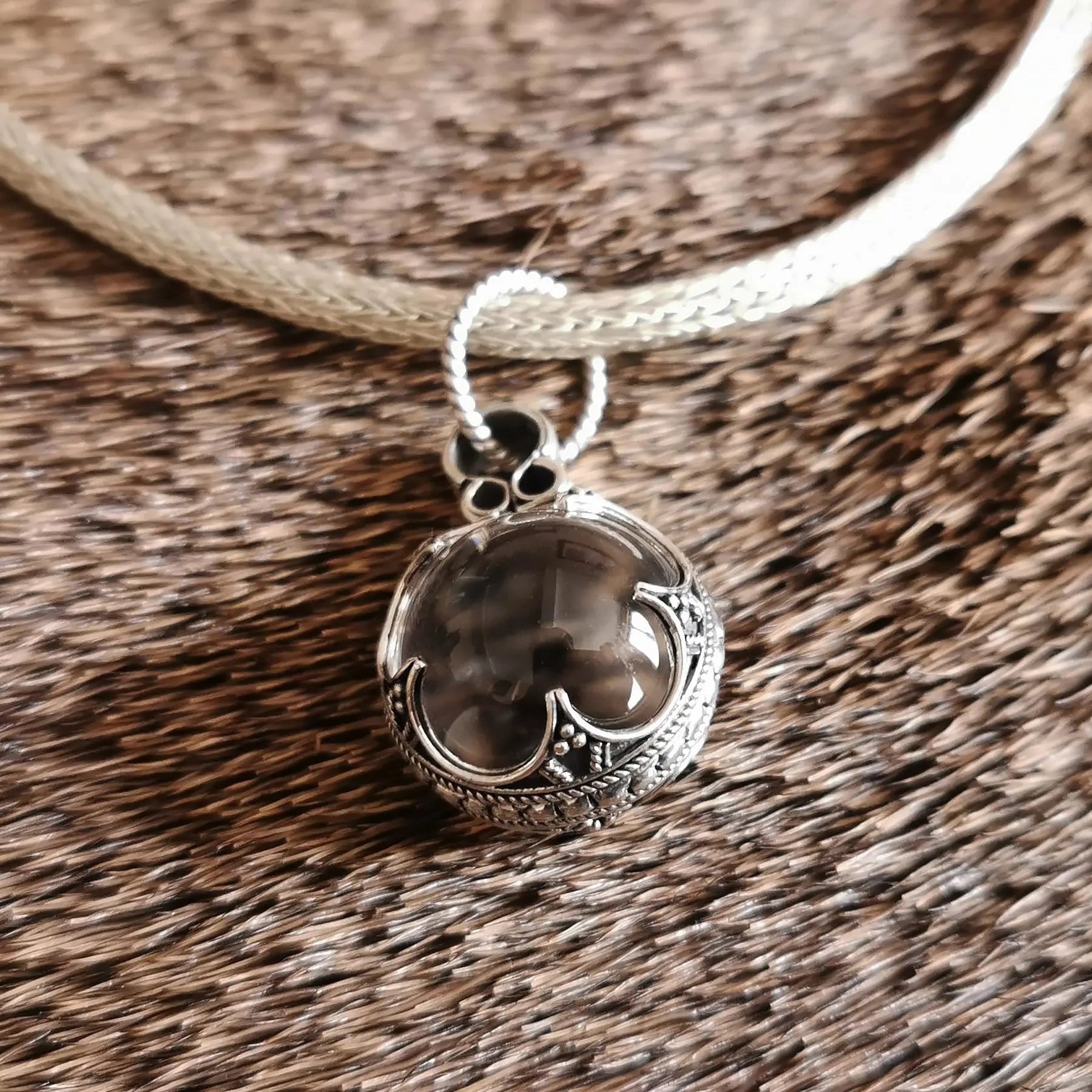 Medium Silver Gotland Crystal Ball Pendant on Snake Chain