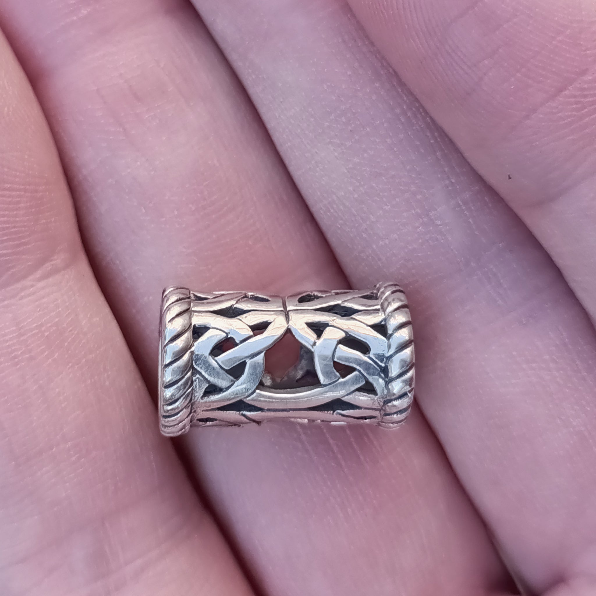 Medium Openwork Viking Beard Ring on Hand