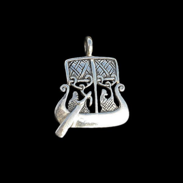 Silver Gotland Stone Ship Pendant - Viking Jewelry