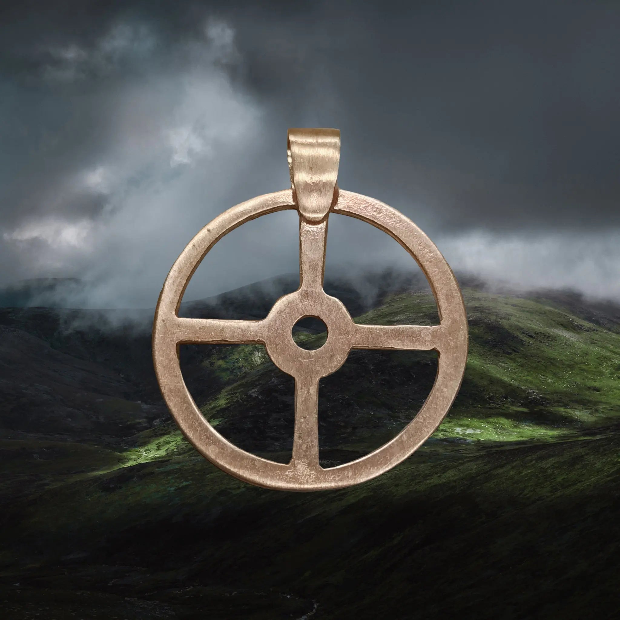 Bronze Sun Cross Odin Pendant - Large