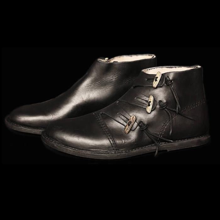 Handmade Black Leather Viking Shoes From Hedeby - Footwear