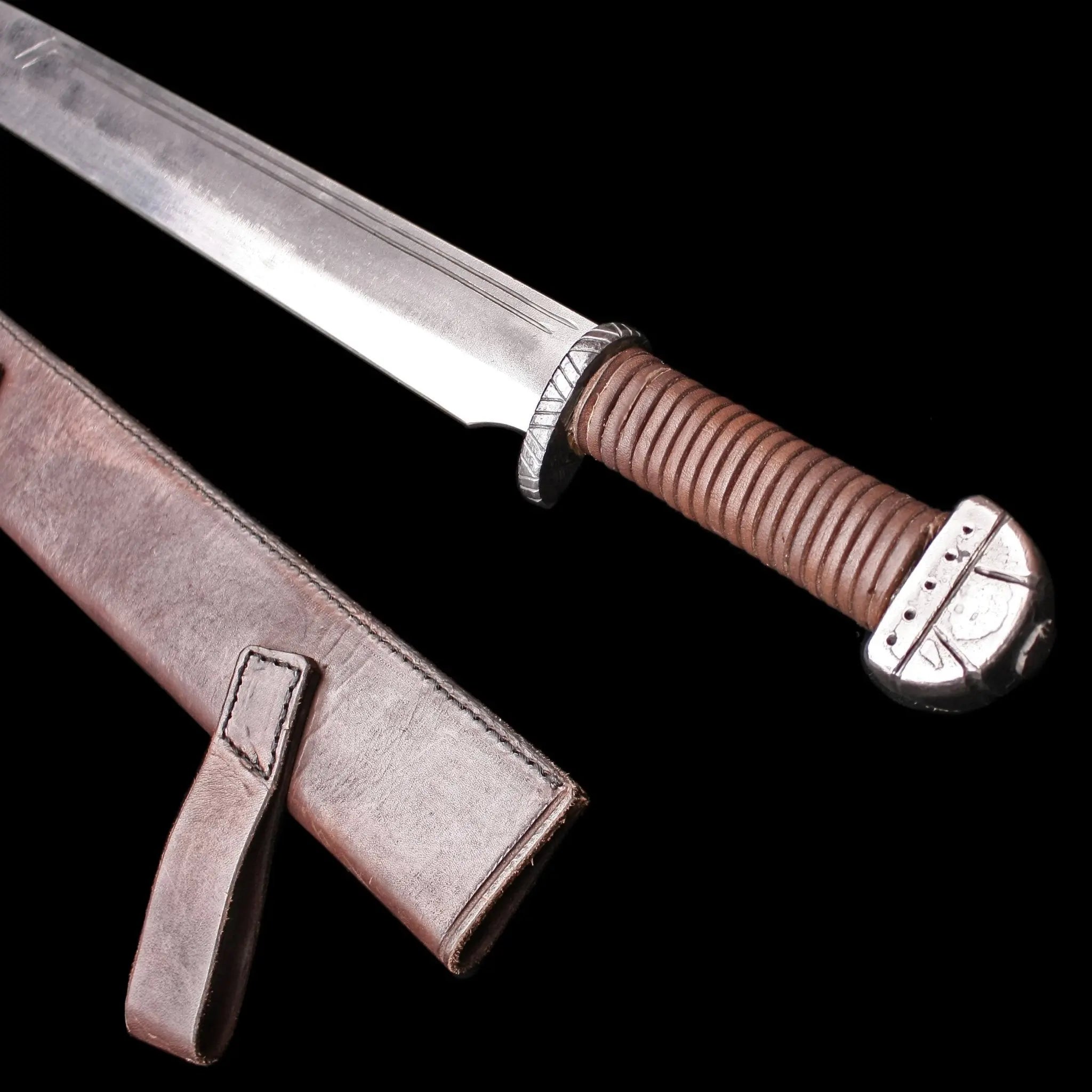 Reenactment Viking / Saxon Seax / Scramasax with Leather Fitted Sheath