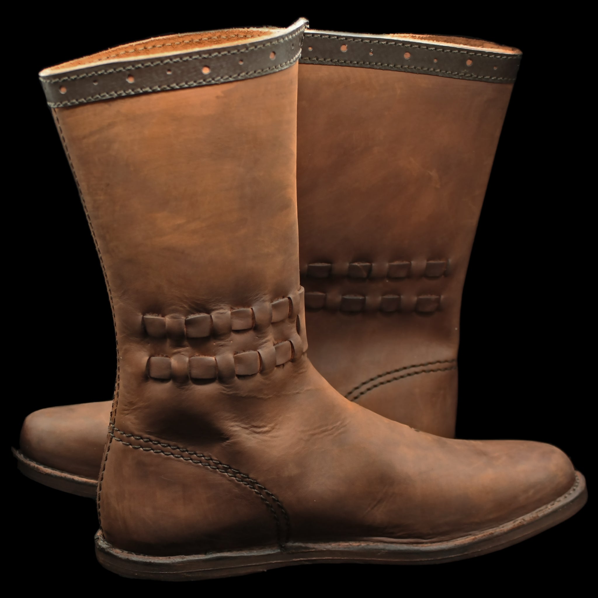 Handmade Leather Viking Jarl Boots Reverse Side - Viking Clothing & Footwear