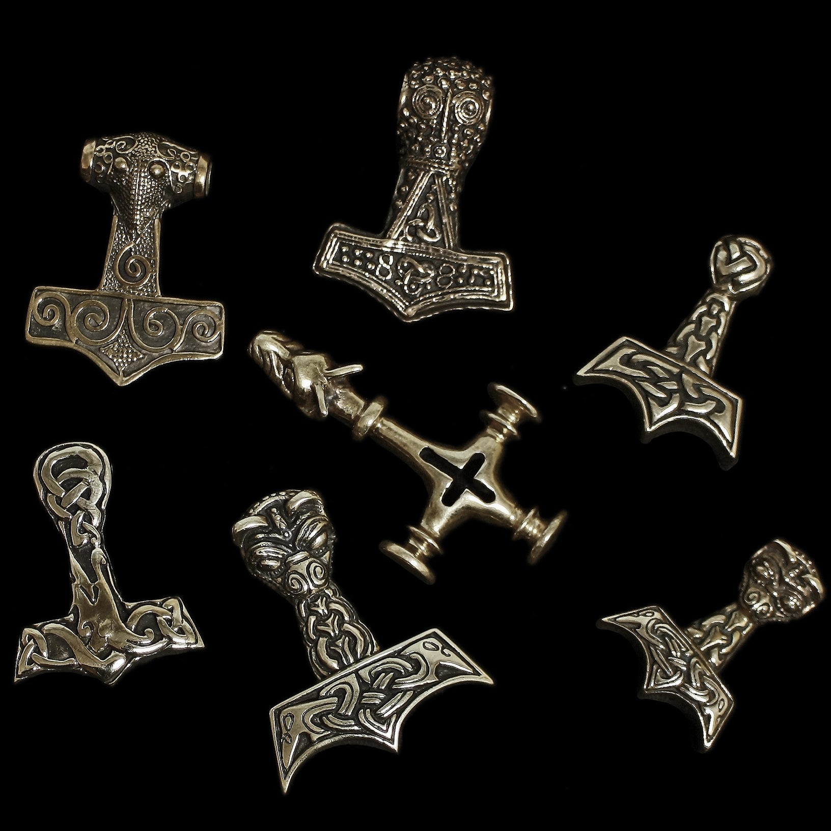 Bronze Thors Hammers - Viking Dragon / Jelling Dragon