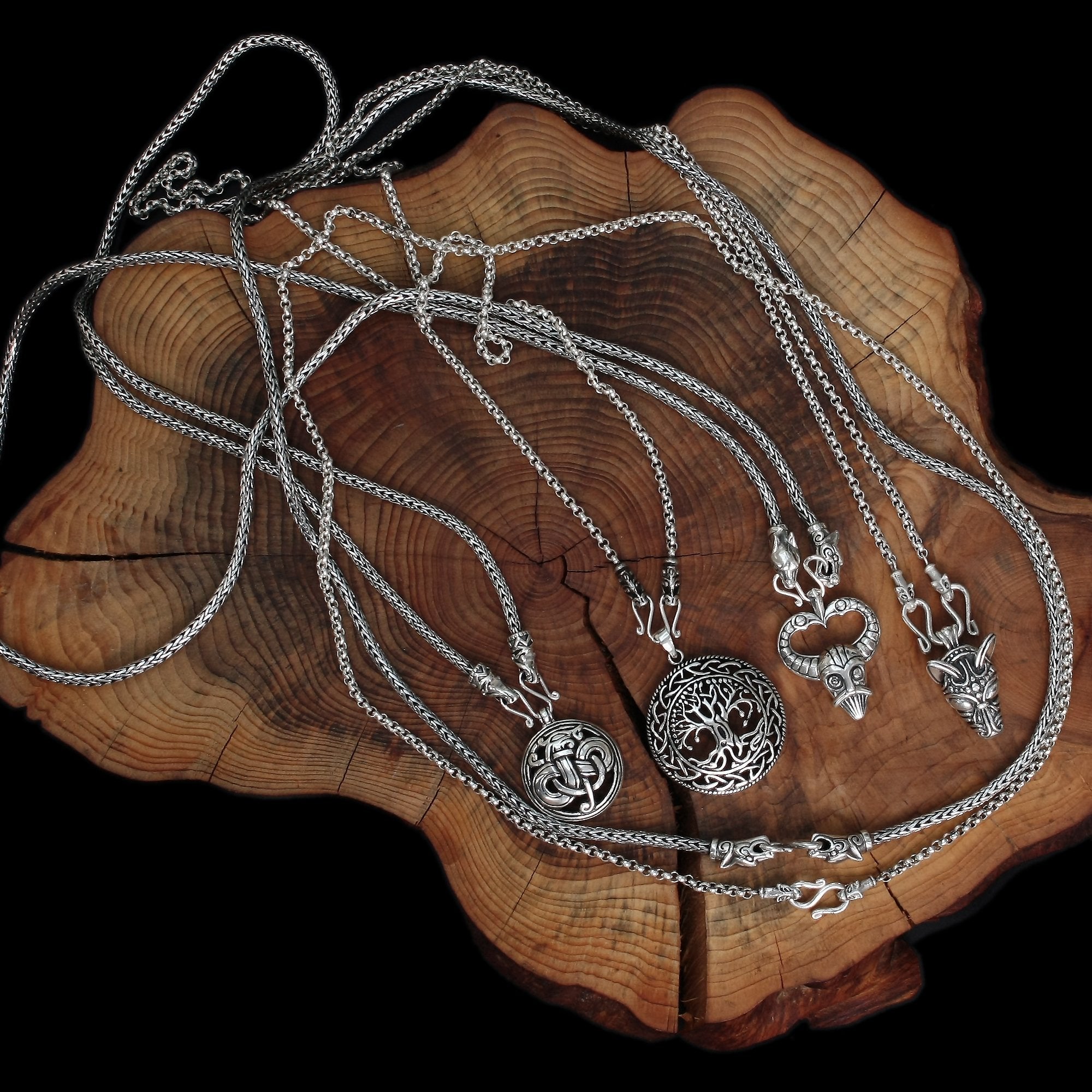 Slim Silver Viking Necklaces - Viking Jewelry