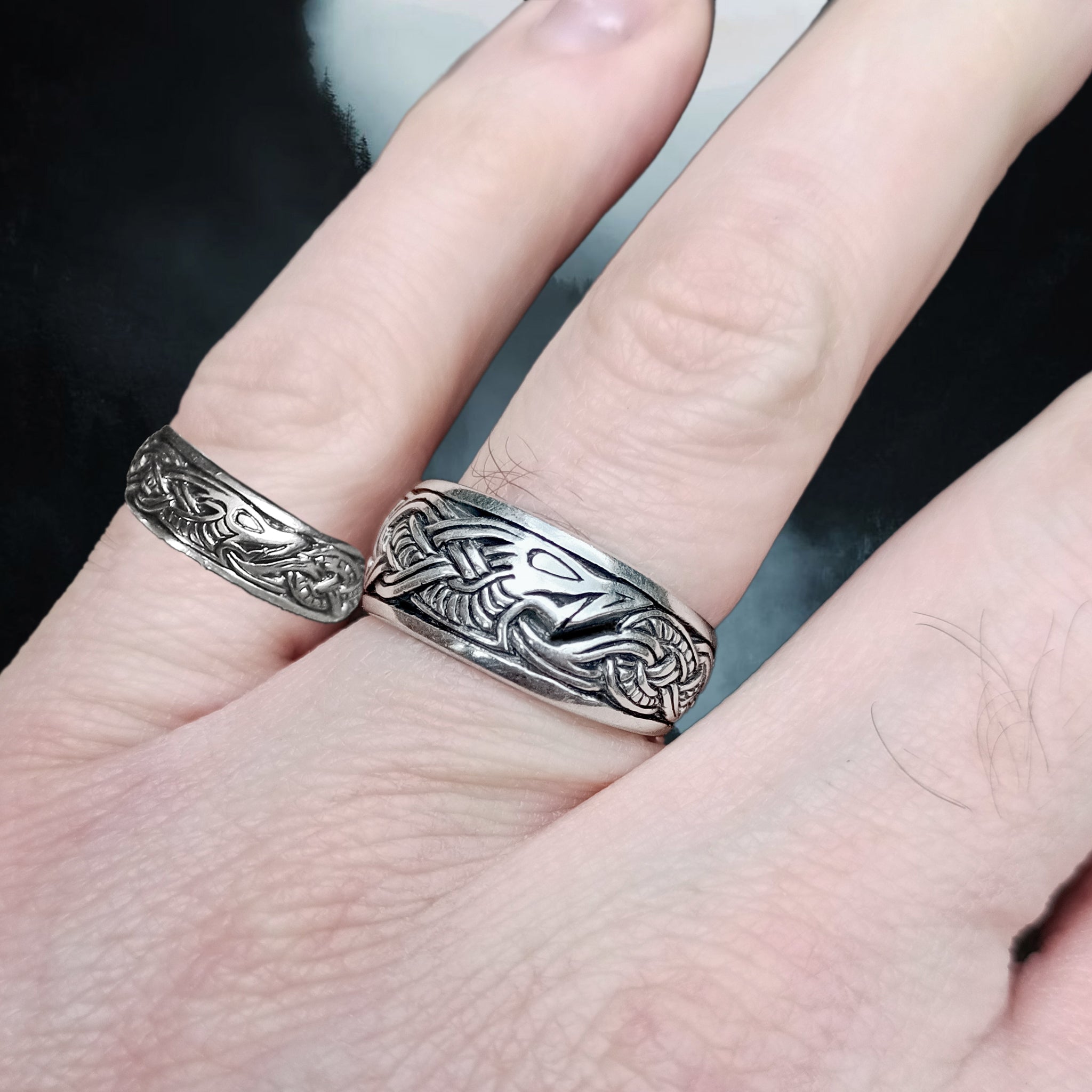 Silver Viking Dragon Rings in Small and Large Sizes - Viking Jewelry