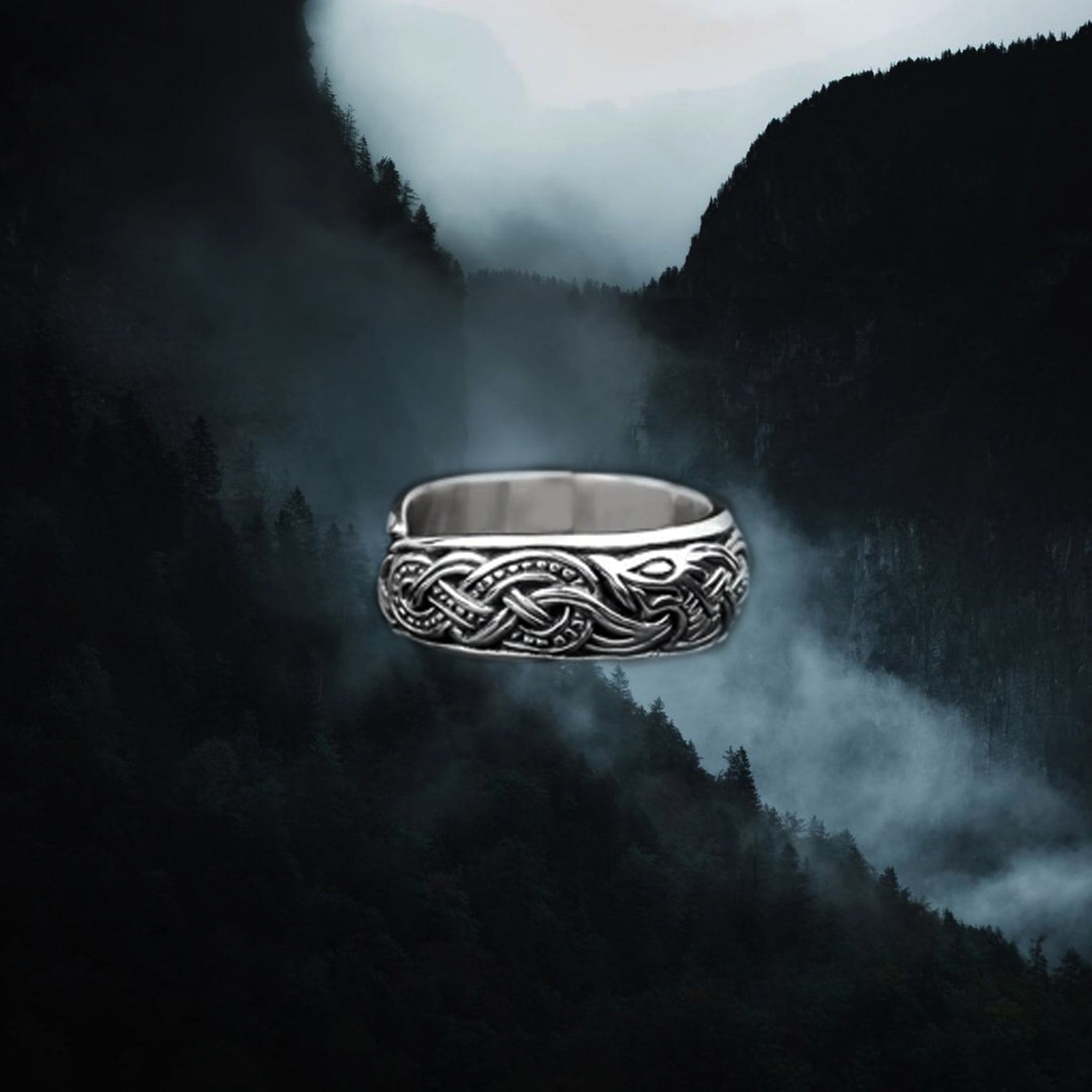 Silver Viking Dragon Ring - Small