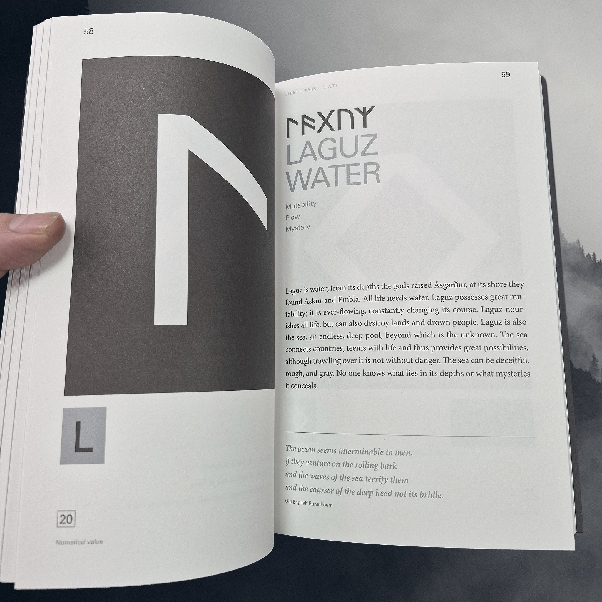 Runes: The Icelandic Book of Fuþark by The Icelandic Magic Company - Inside Book - Laguz Rune Meaning