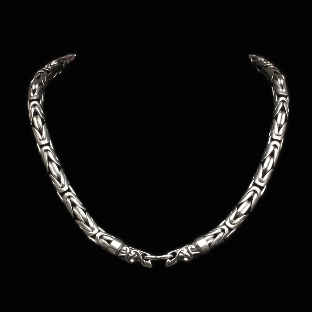 10mm Silver King Chain Necklace with Gotland Heads - The Viking