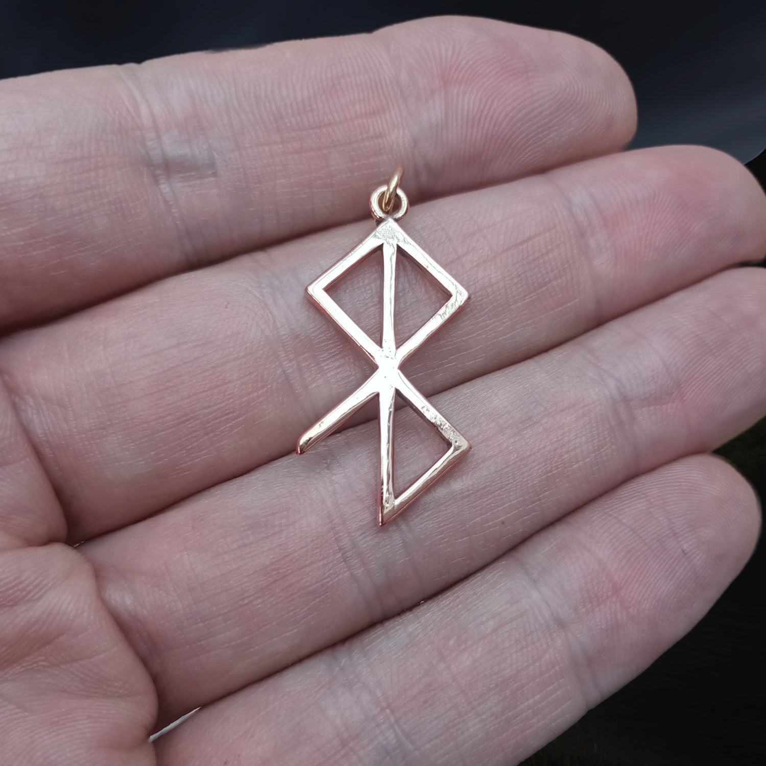 Bronze Peace and Happiness Bind Rune Viking Pendant
