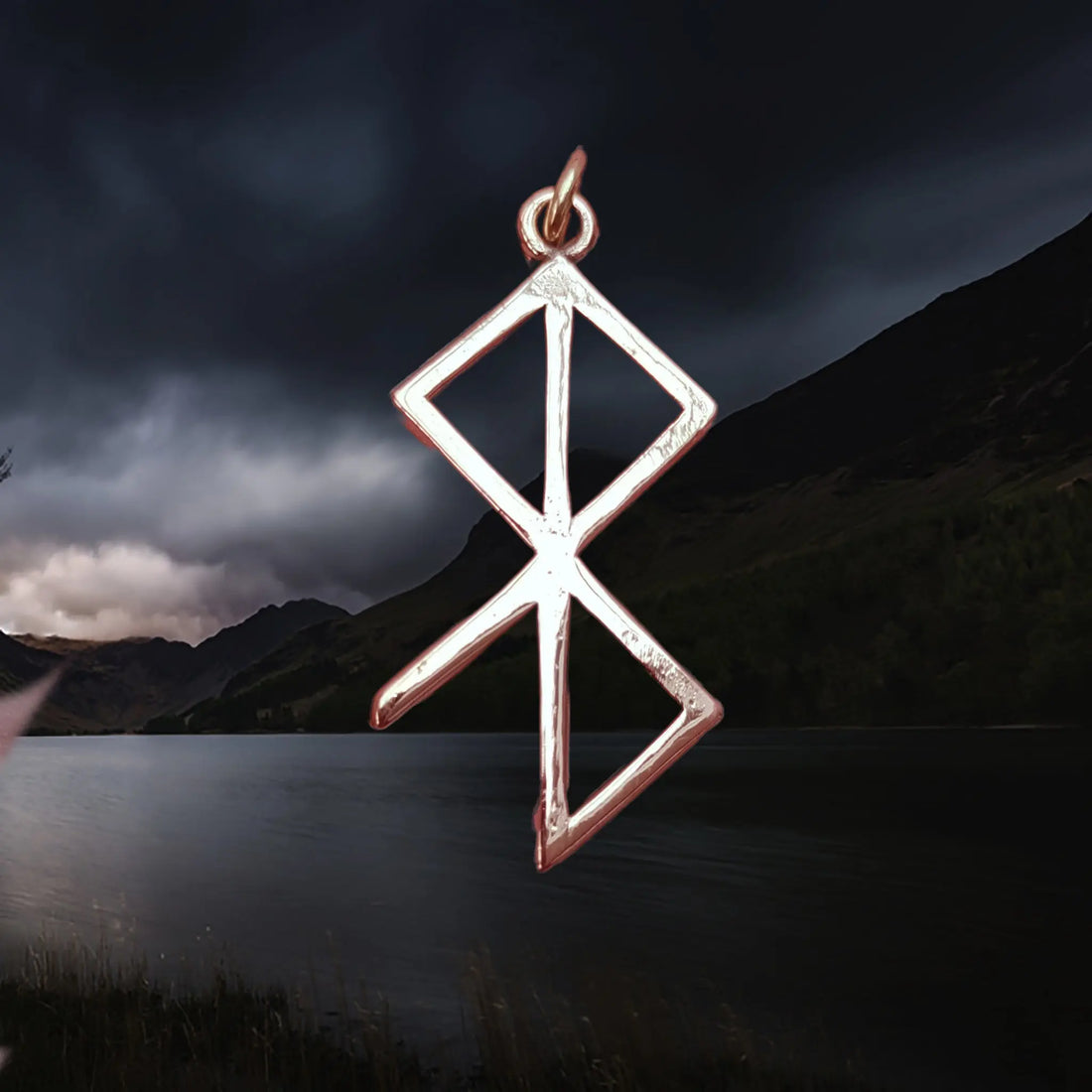 Bronze Peace and Happiness Bind Rune Viking Pendant