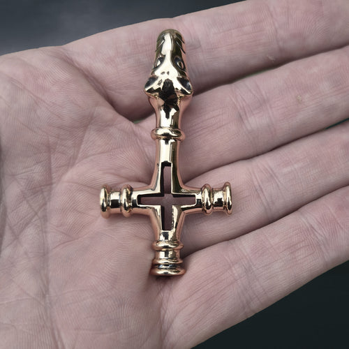 Large Bronze Icelandic Wolf Thor's Hammer Pendant Replica on Hand